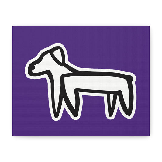 Dog Canvas Print on Purple (Sticker Style White Dog) - Dog Art Print