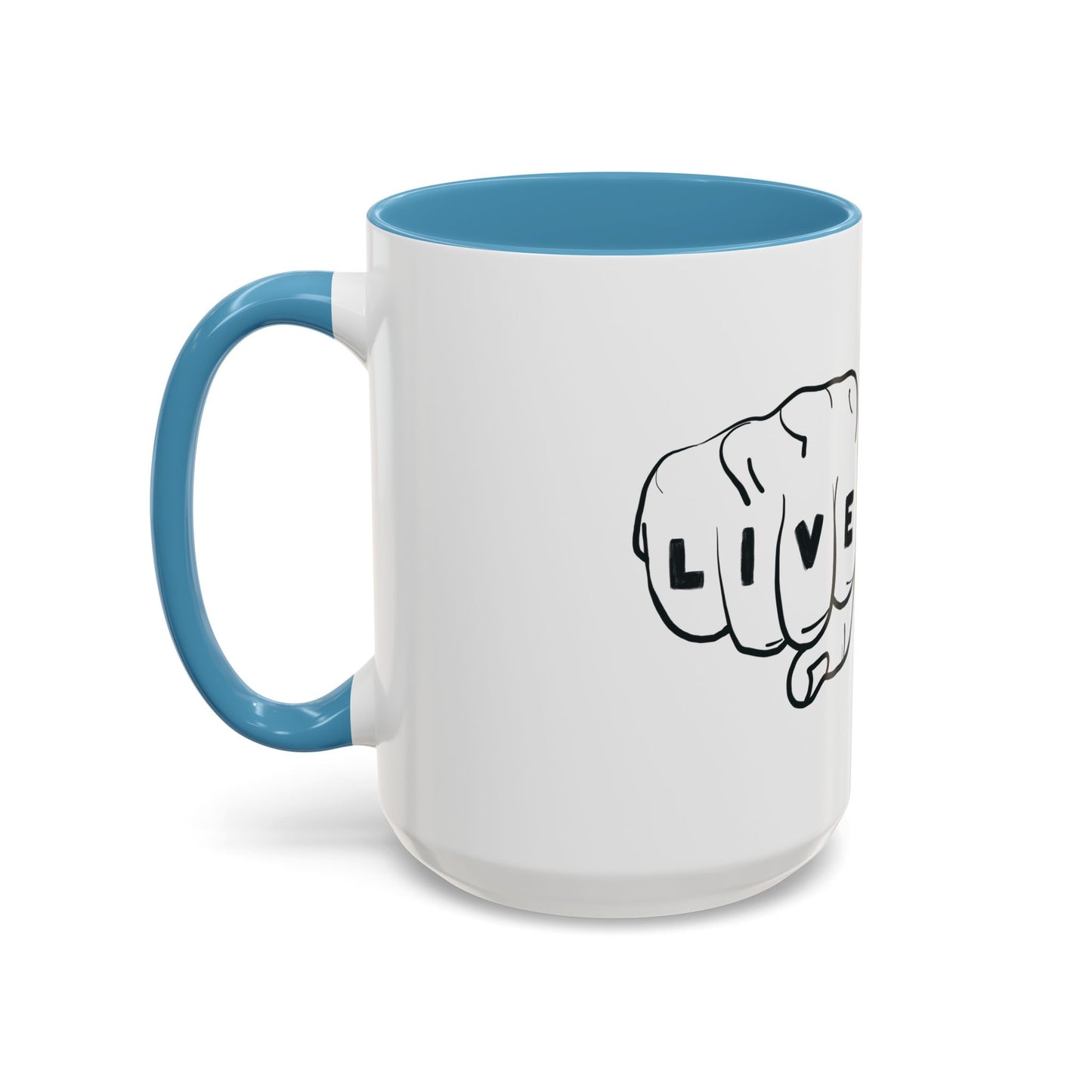 Live Loud Knuckle Tats Tattooed Fists Accent Mug