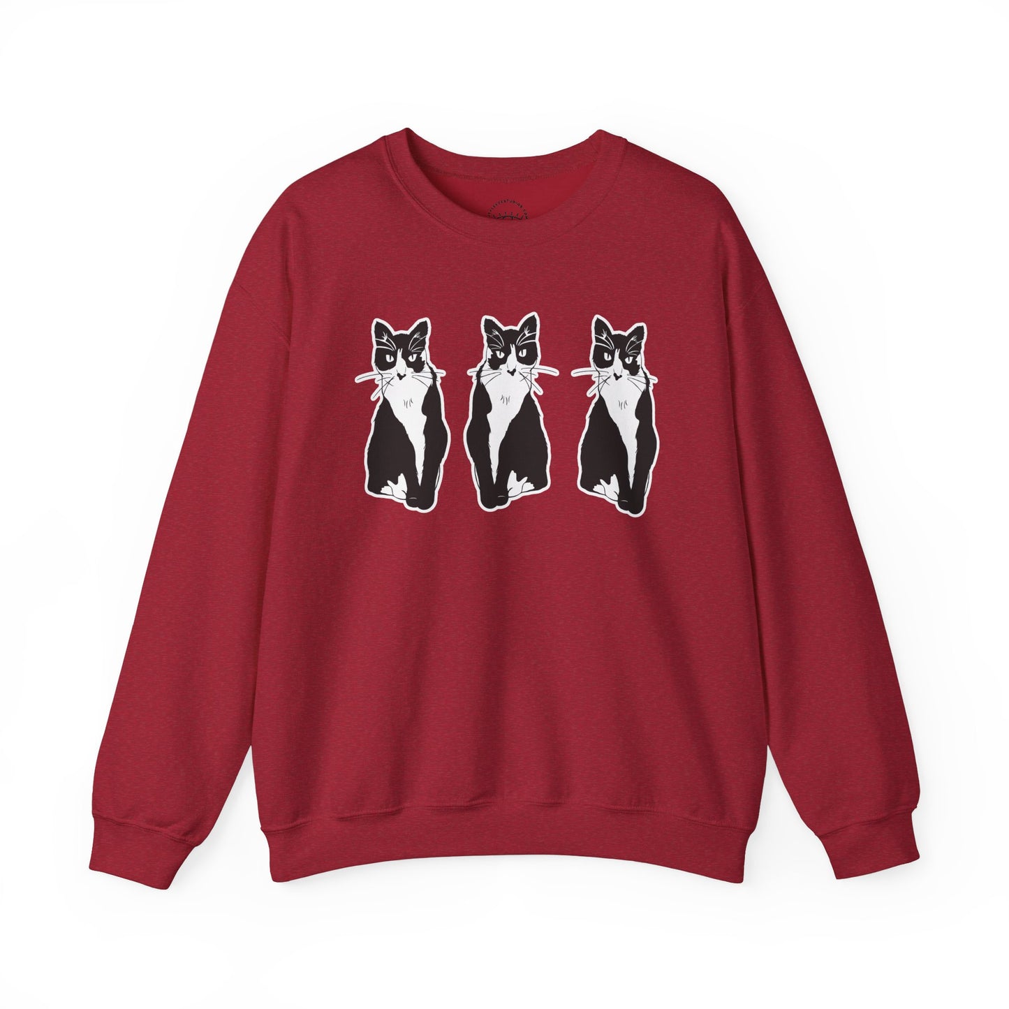 Cat x3 Sweatshirt (Sticker Style Cat) - Cat Drawing Sweatshirt