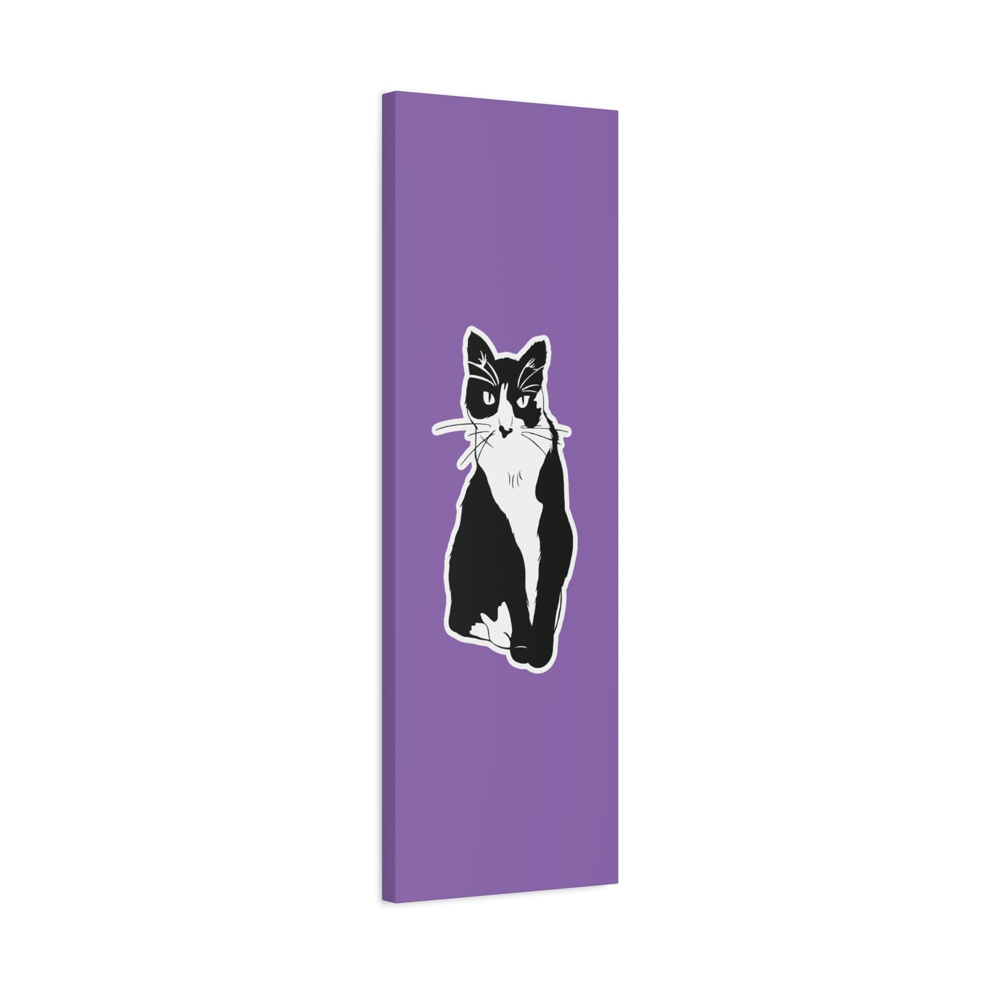 Cat Canvas on Light Purple (Sticker Style Cat) - Cat Drawing Art