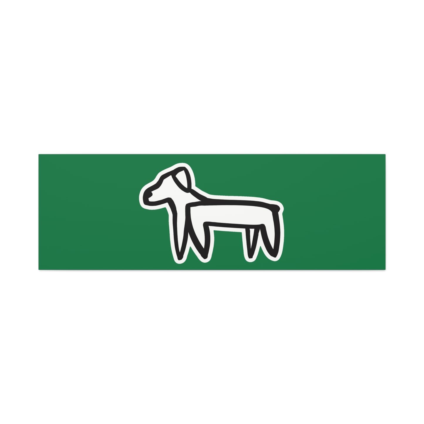 Dog Canvas Print on Green (Sticker Style White Dog) - Dog Art Print