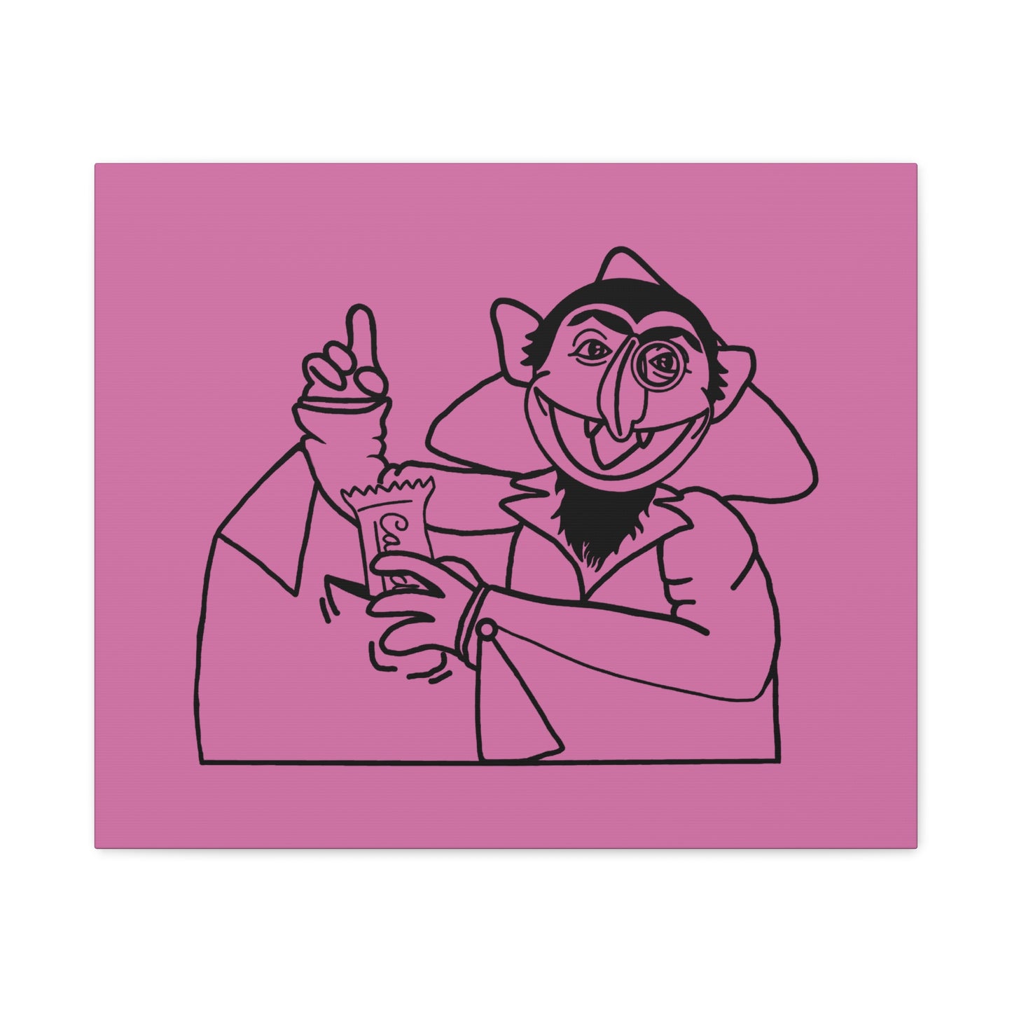 The Count Stealing Candy Outline Canvas Print Light Pink - Sesame Street The Count Parody Art