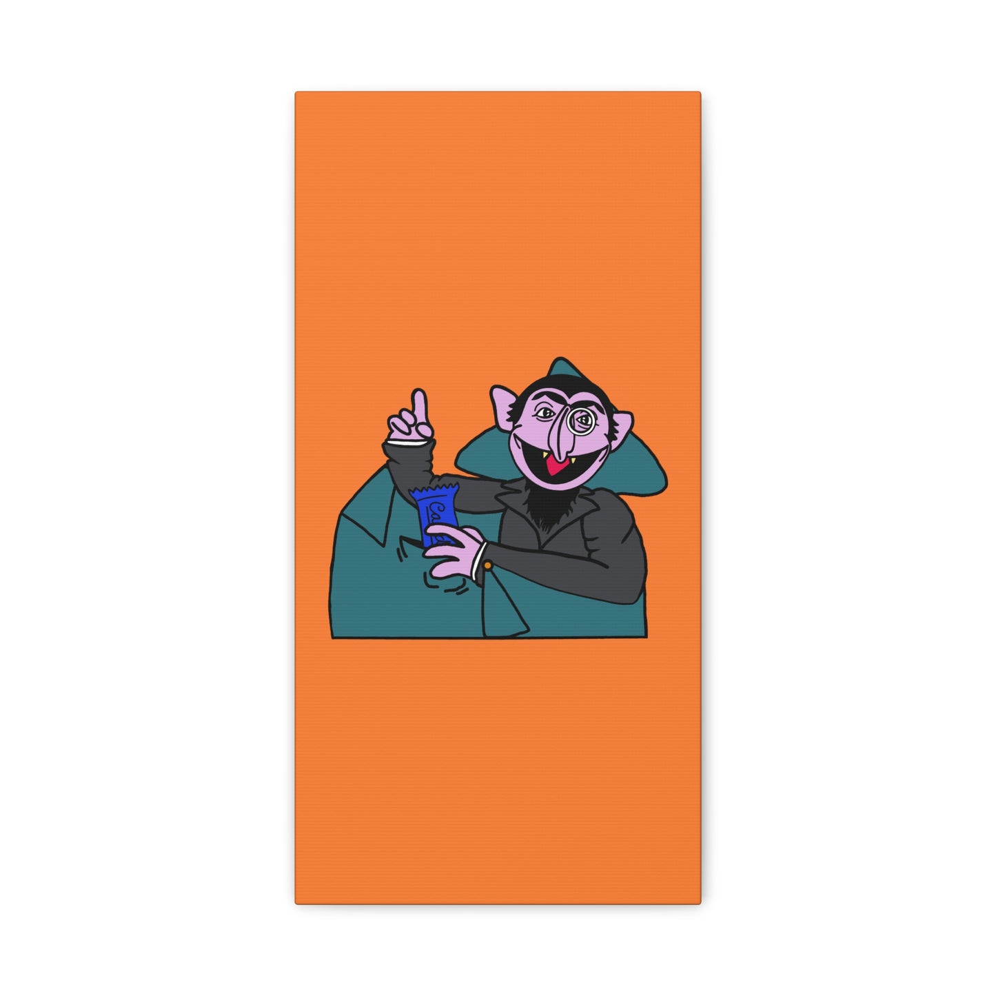 The Count Stealing Candy Canvas Print Orange - Sesame Street The Count Parody Art
