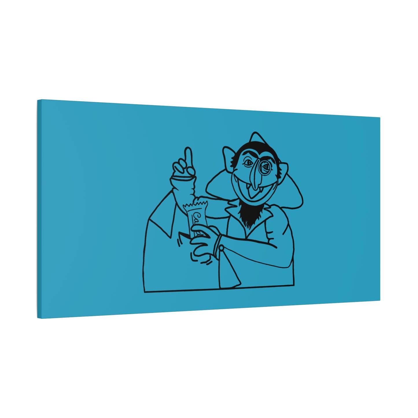 The Count Stealing Candy Outline Canvas Print Turquoise - Sesame Street The Count Art Print