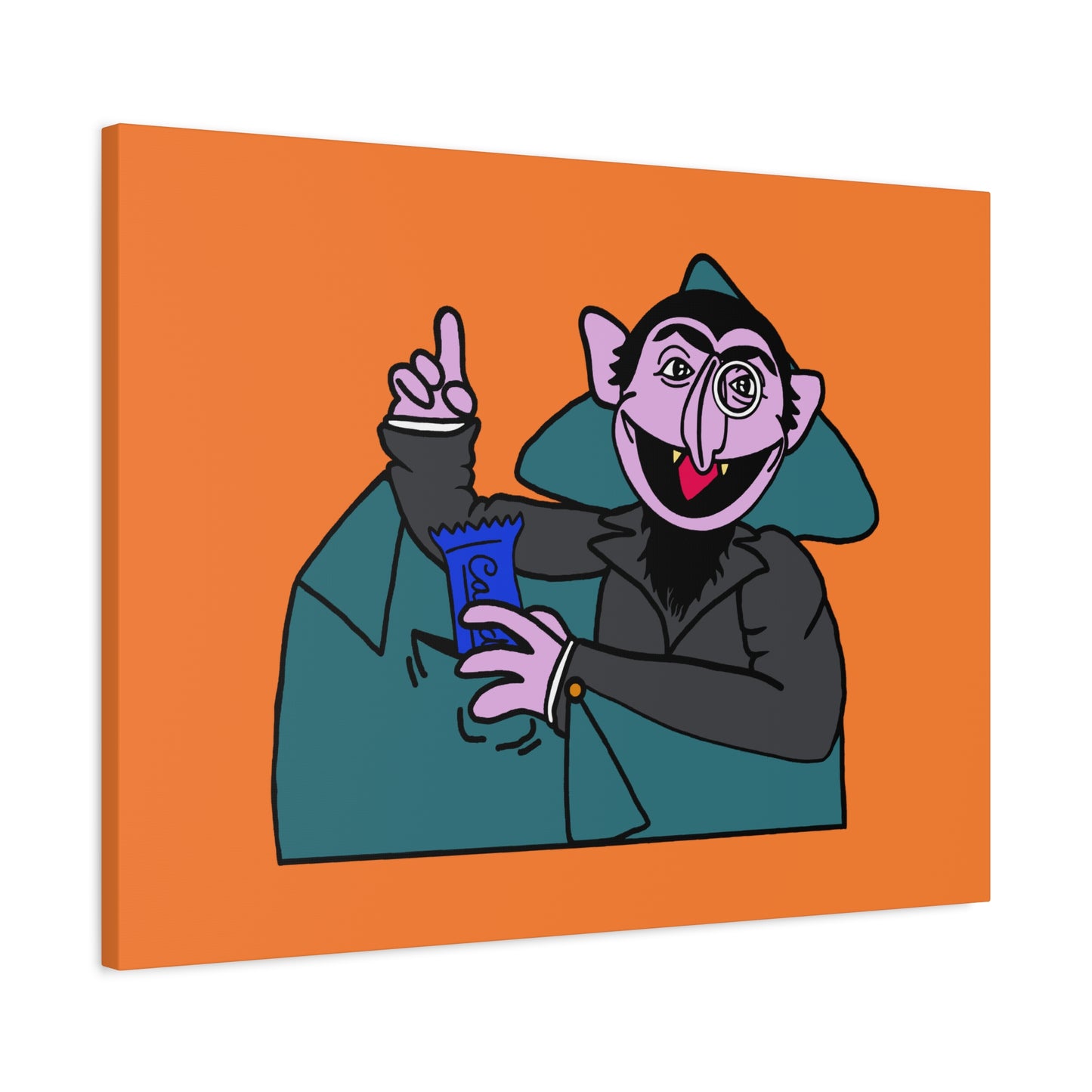 The Count Stealing Candy Canvas Print Orange - Sesame Street The Count Parody Art