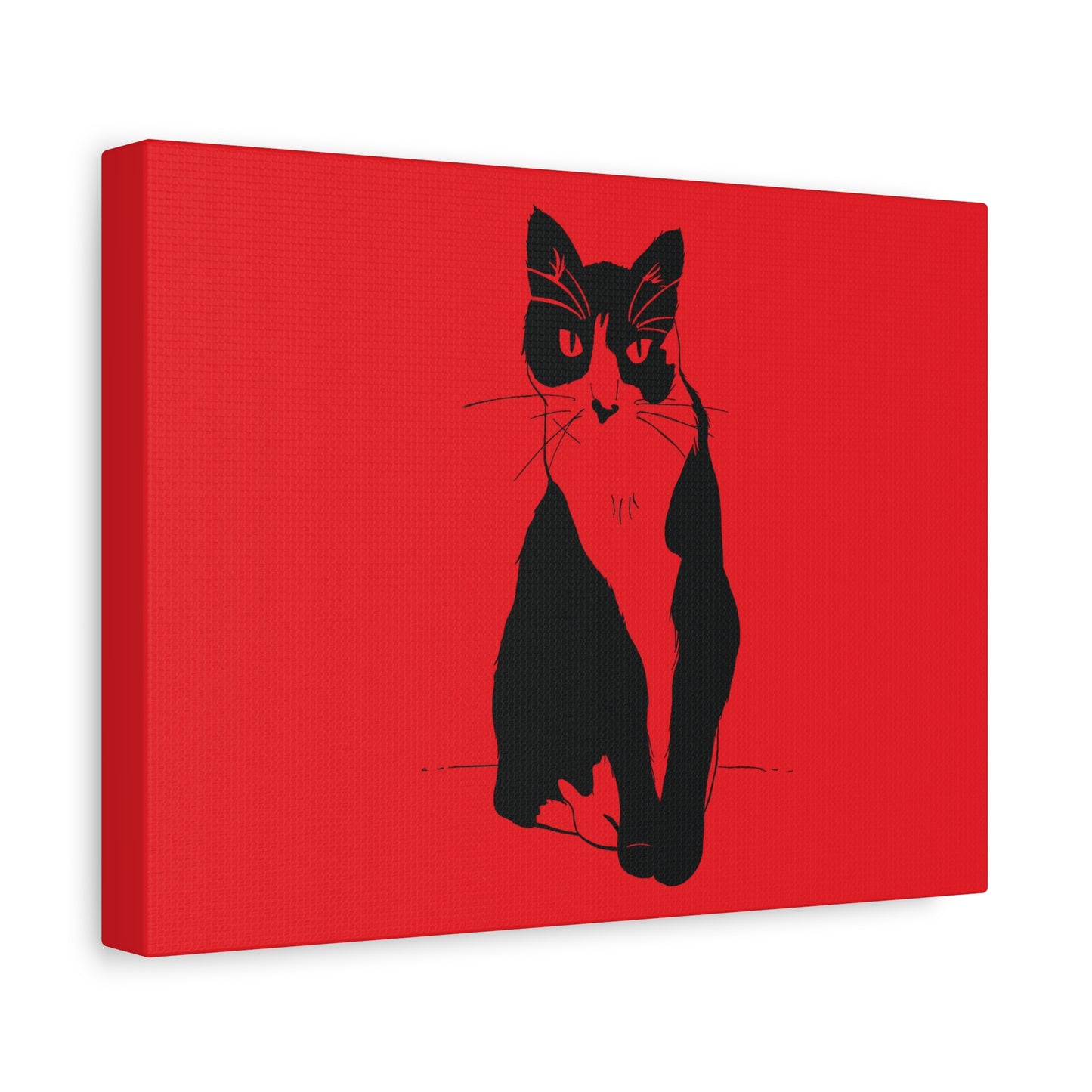 Cat Canvas Print on Red (Transparent Style Cat) - Cat Drawing Art