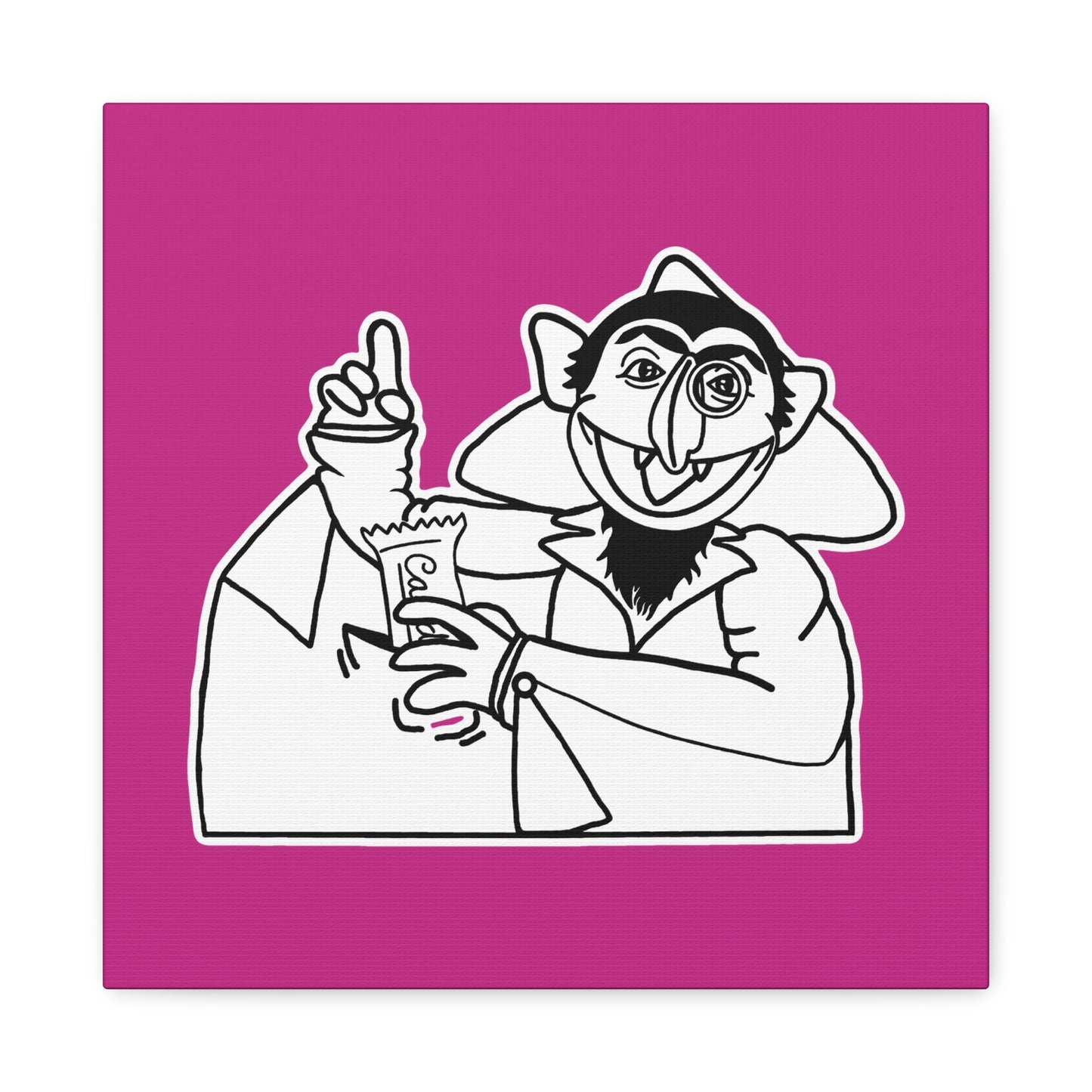 The Count Stealing Candy Outline Canvas Print Pink - Sesame Street The Count Parody Art