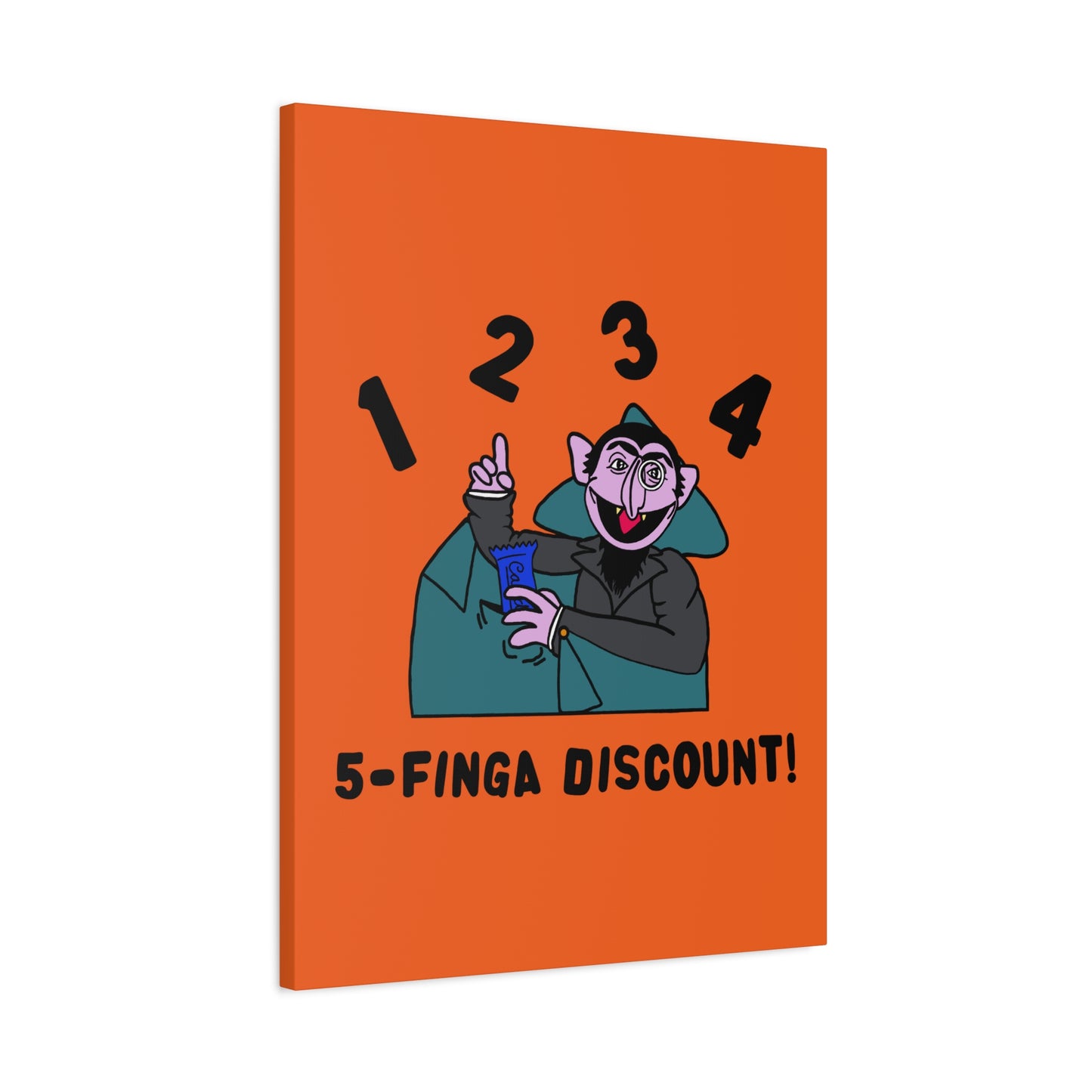 Five Finger Discount Canvas Print Orange - Sesame Street The Count Parody Art Print