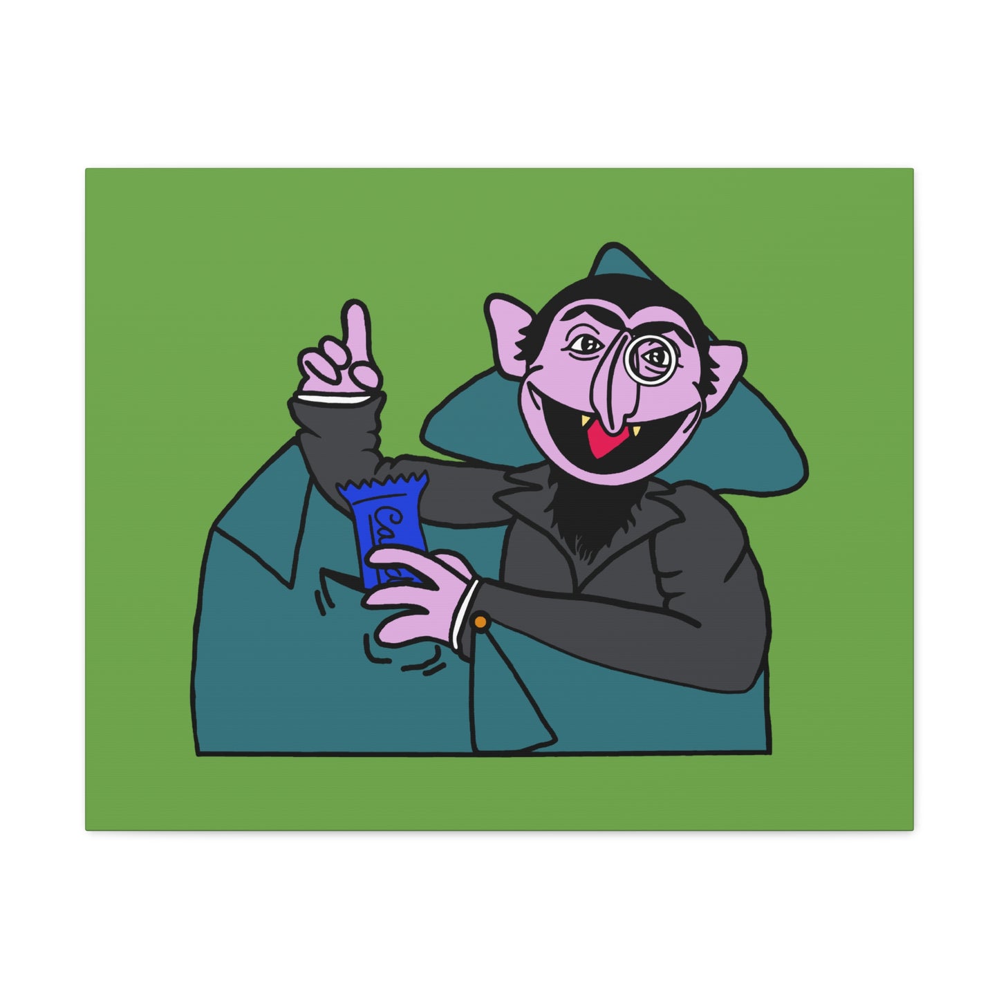 The Count Stealing Candy Canvas Print Green - Sesame Street The Count Parody Art