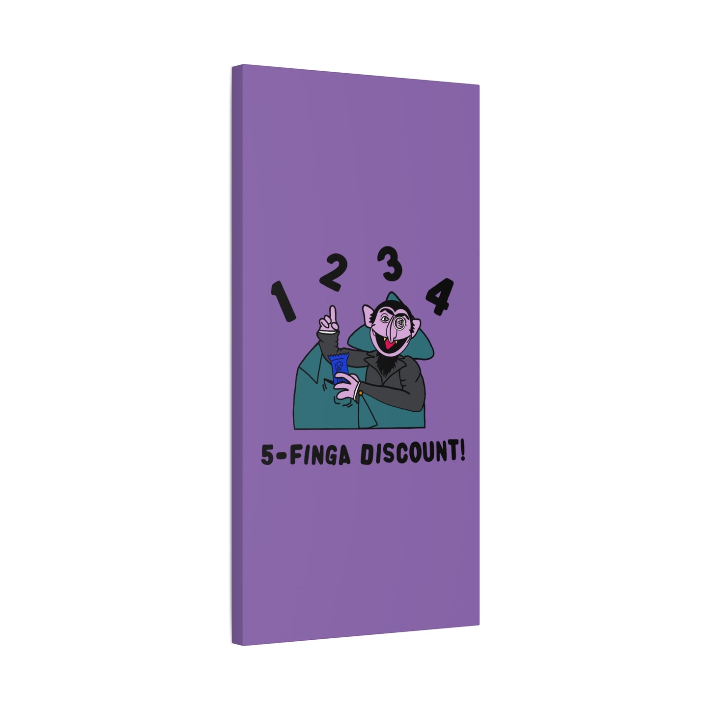 Five Finger Discount Canvas Print Light Purple - Sesame Street The Count Parody Art Print