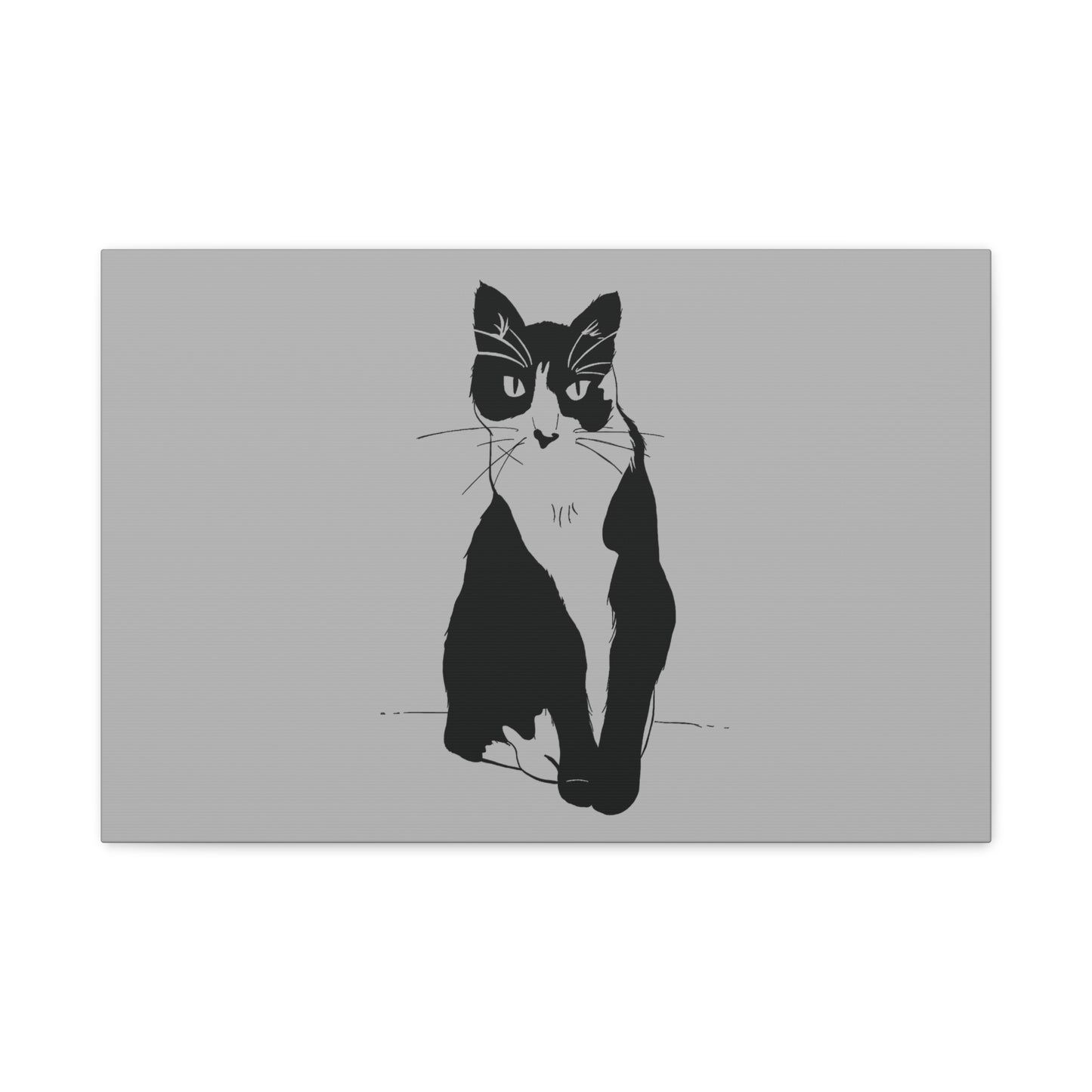 Cat Canvas Print on Grey (Transparent Style Cat) - Cat Drawing Art
