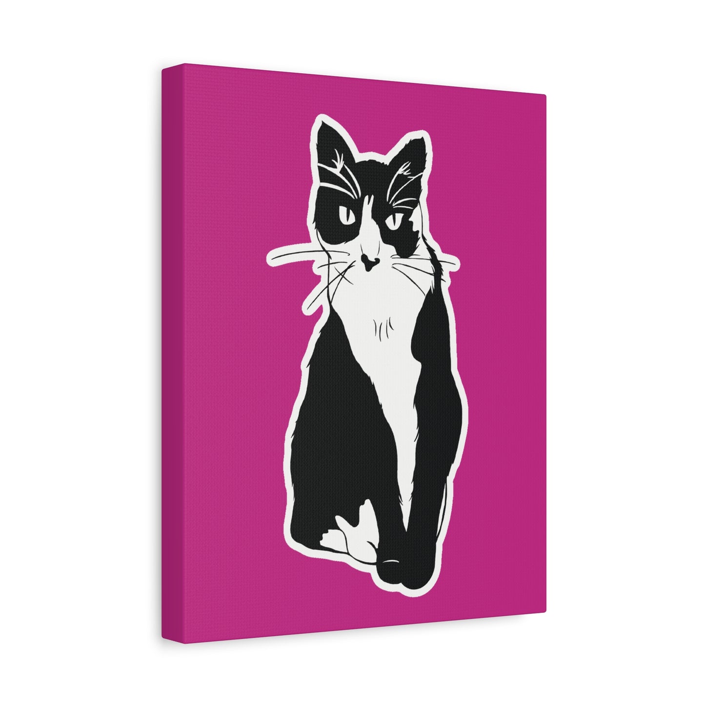 Cat Canvas on Pink (Sticker Style Cat) - Cat Drawing Art