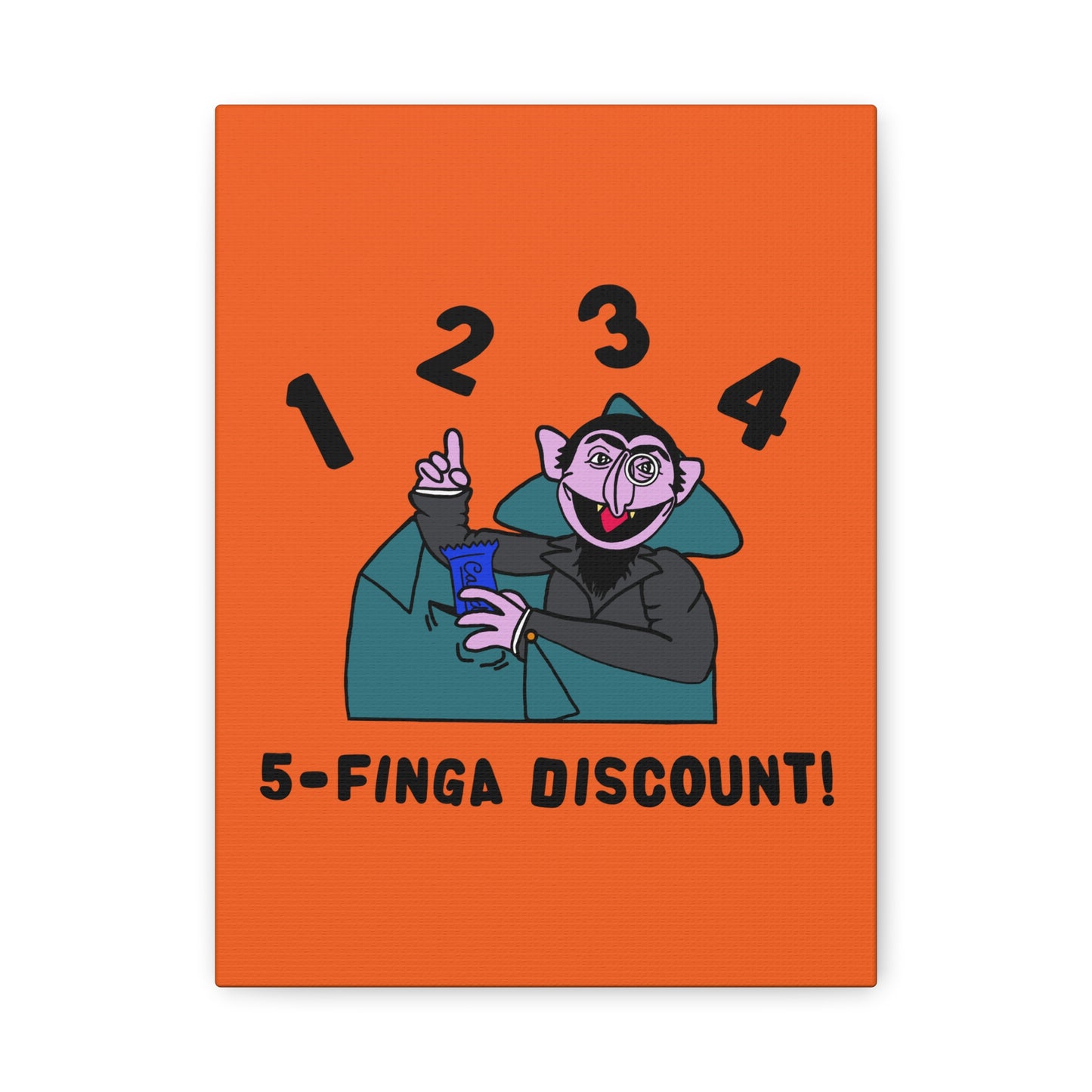 Five Finger Discount Canvas Print Orange - Sesame Street The Count Parody Art Print
