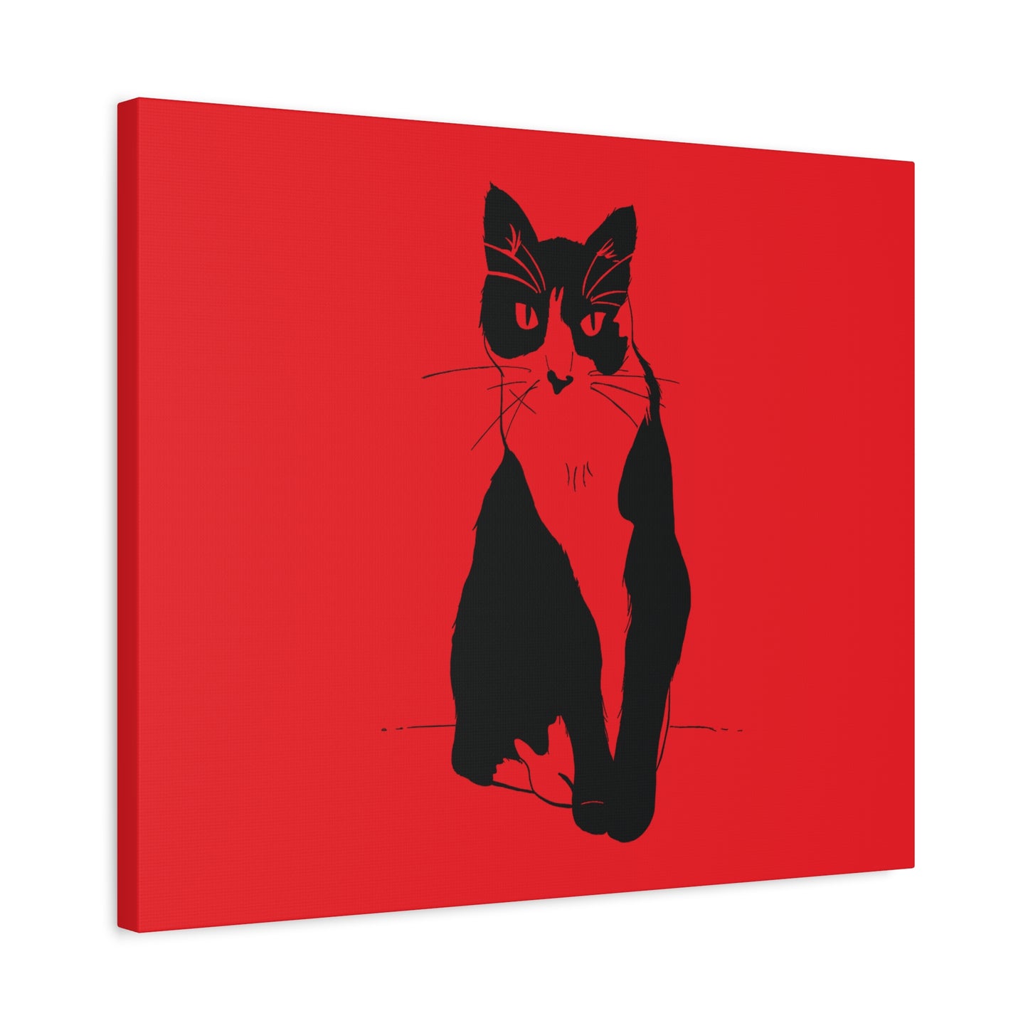 Cat Canvas Print on Red (Transparent Style Cat) - Cat Drawing Art