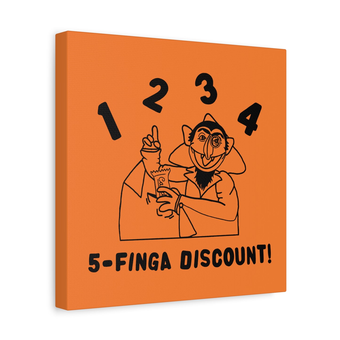 Five Finger Discount Outline Canvas Print Light Orange - Sesame Street The Count Parody Art Print