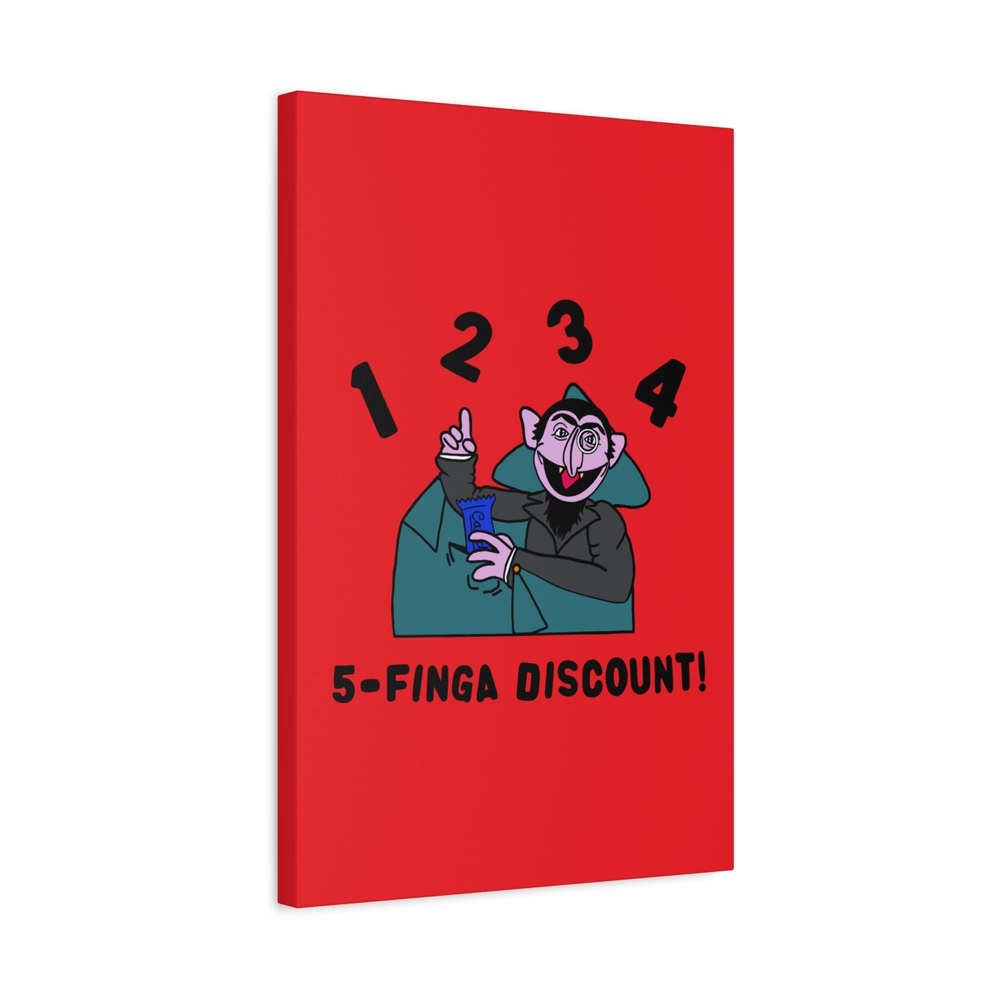 Five Finger Discount Canvas Print Red - Sesame Street The Count Parody Art Print