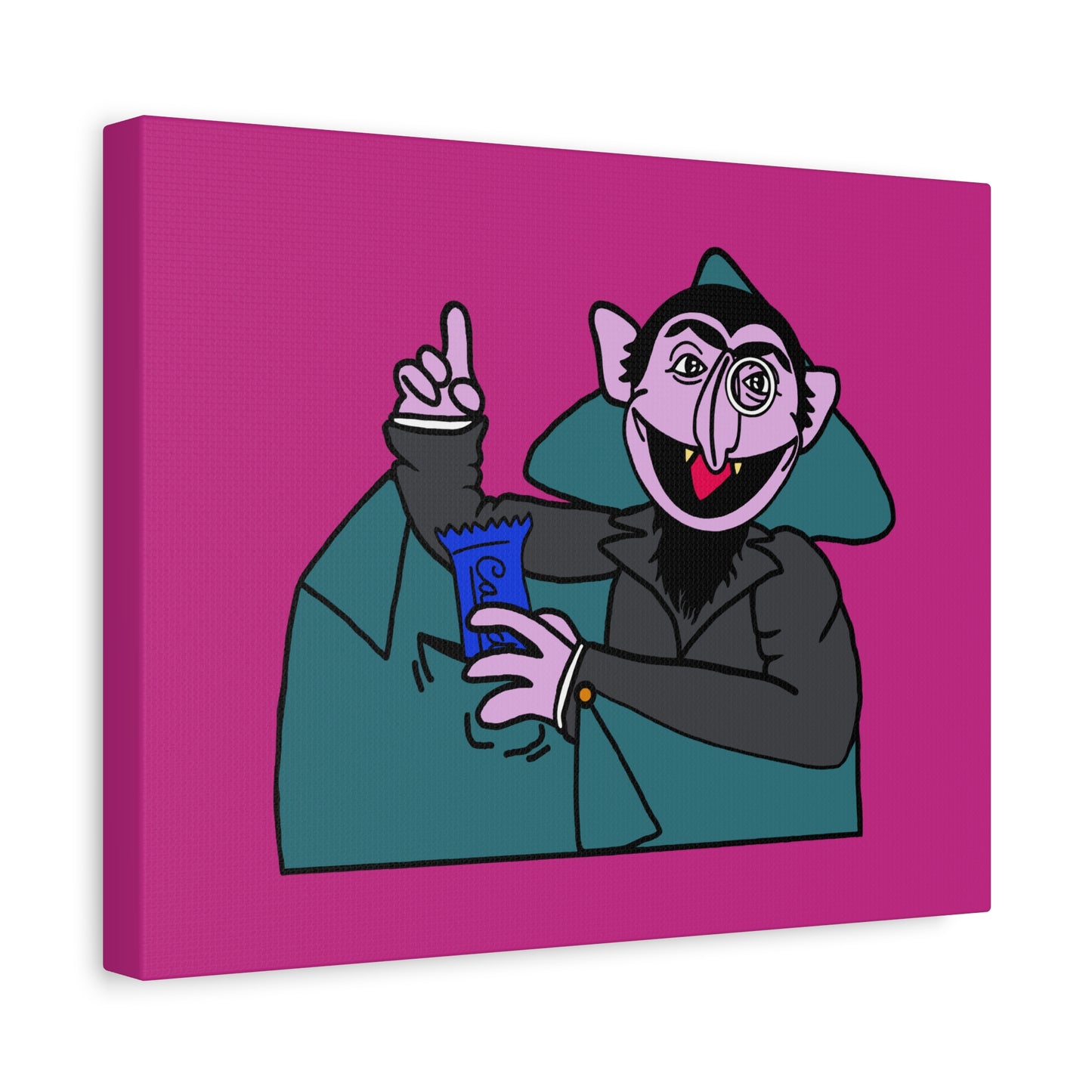 The Count Stealing Candy Canvas Print Pink - Sesame Street The Count Parody Art