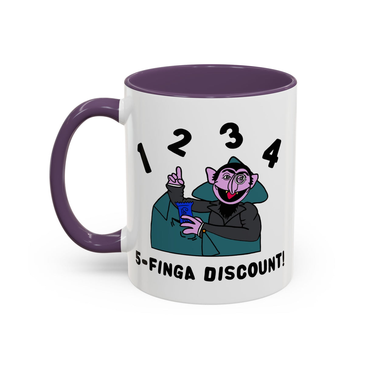 Five Finger Discount Accent Coffee Mug - Sesame Street The Count Parody Coffee Mug