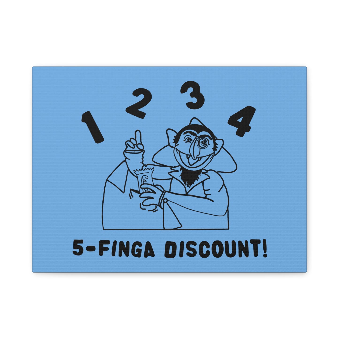 Five Finger Discount Outline Canvas Print Light Blue - Sesame Street The Count Parody Art Print