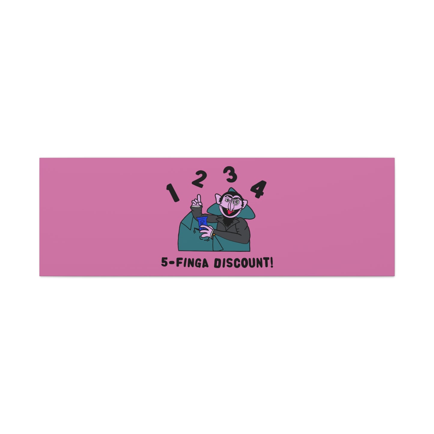Five Finger Discount Canvas Print Light Pink - Sesame Street The Count Parody Art Print
