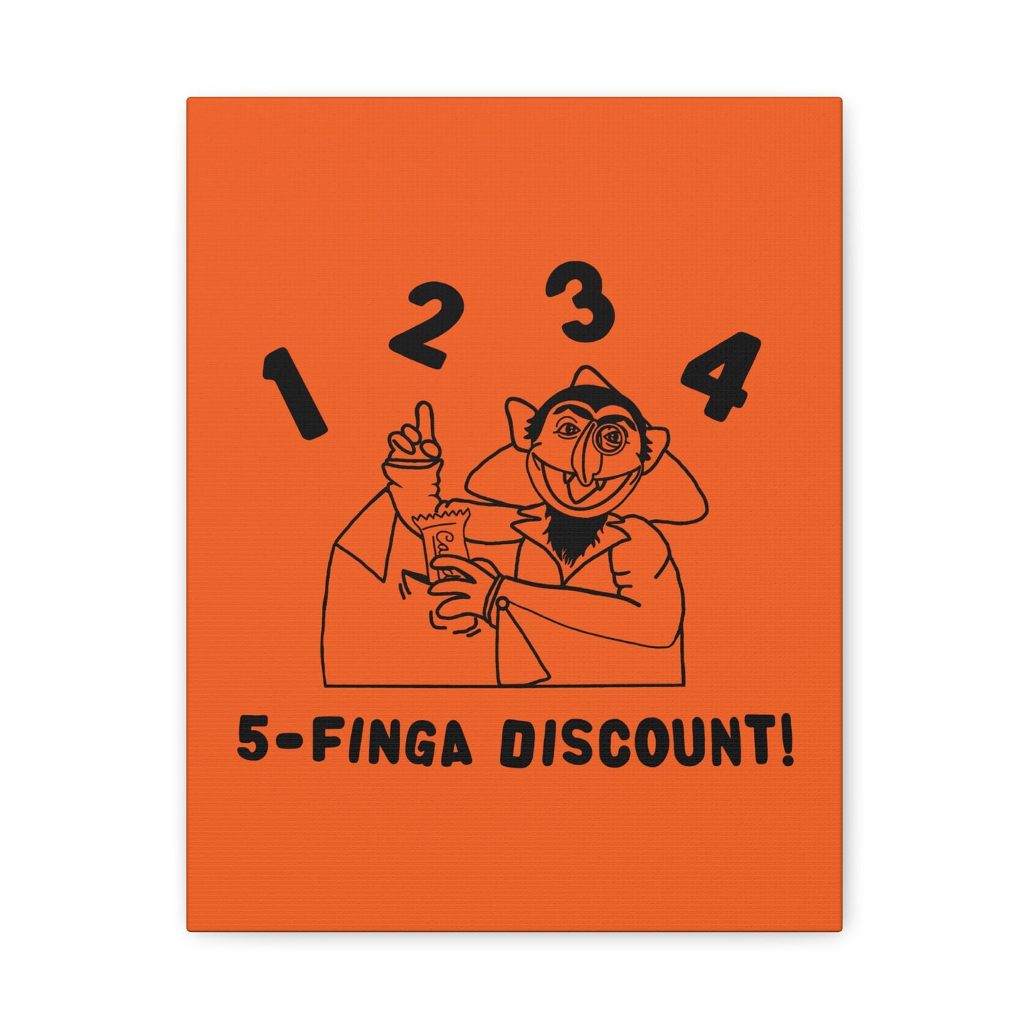 Five Finger Discount Outline Canvas Print Orange - Sesame Street The Count Parody Art Print