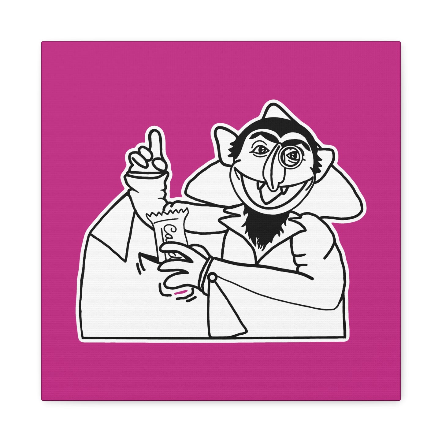 The Count Stealing Candy Outline Canvas Print Pink - Sesame Street The Count Parody Art