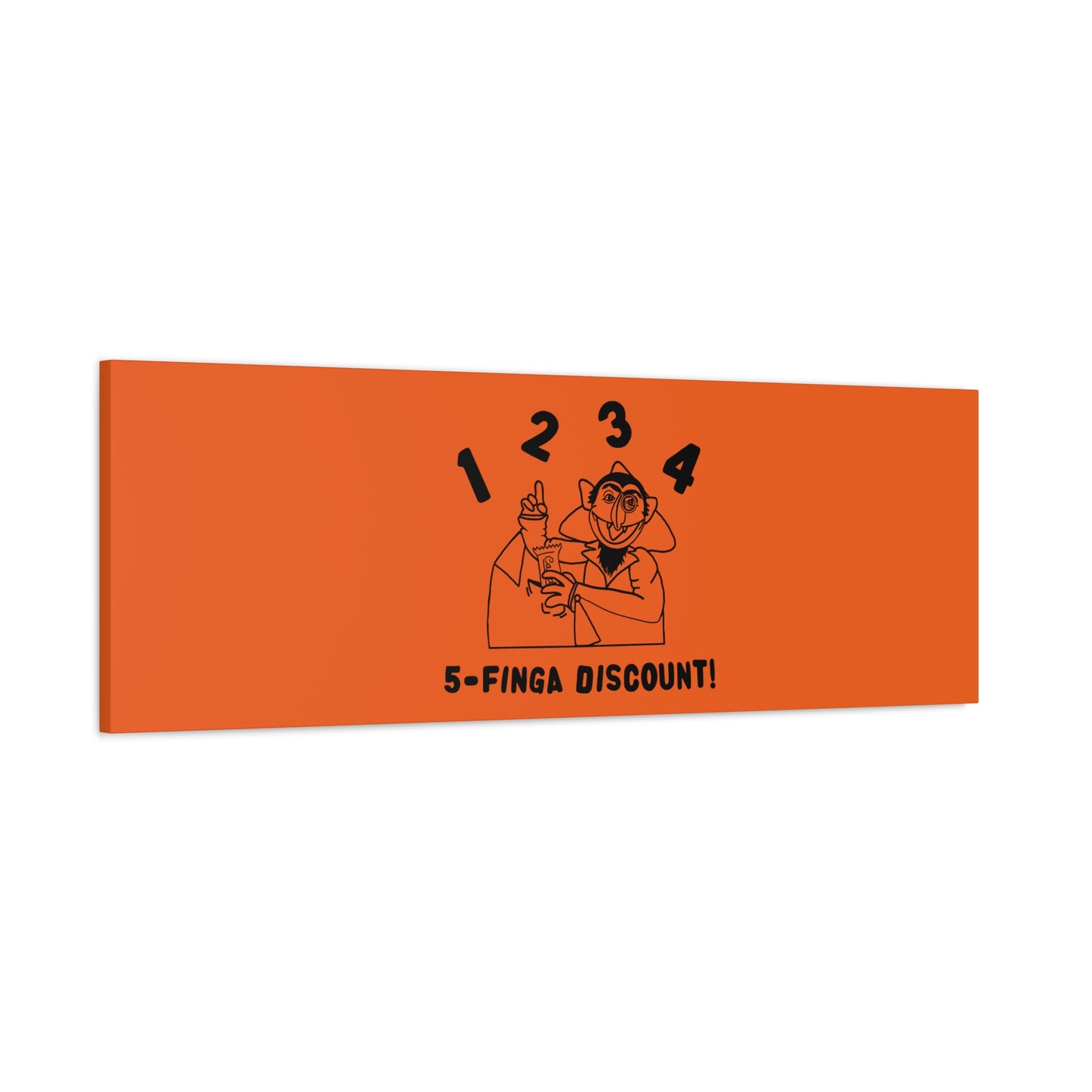 Five Finger Discount Outline Canvas Print Orange - Sesame Street The Count Parody Art Print