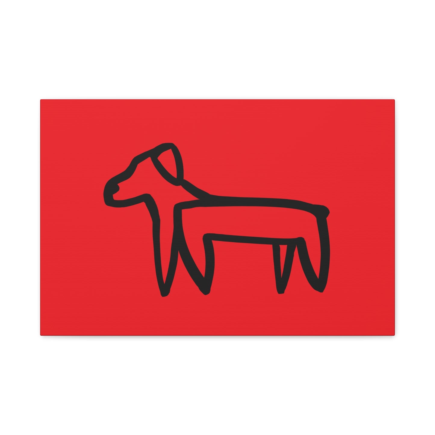 Dog Canvas Print on Red (Transparent Style Black Dog) - Dog Drawing Canvas