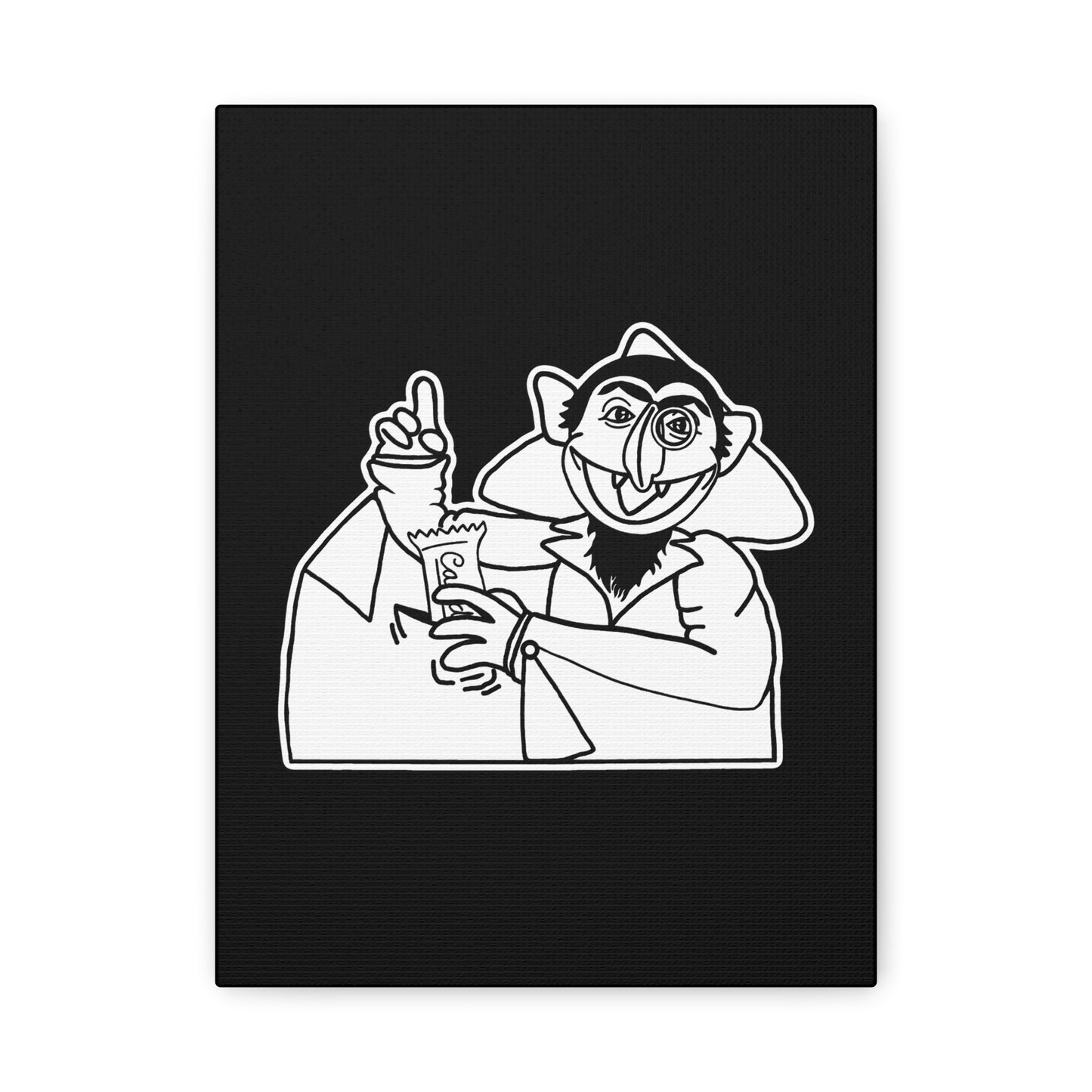 The Count Stealing Candy Outline Canvas Print Black - Sesame Street The Count Parody Canvas Art