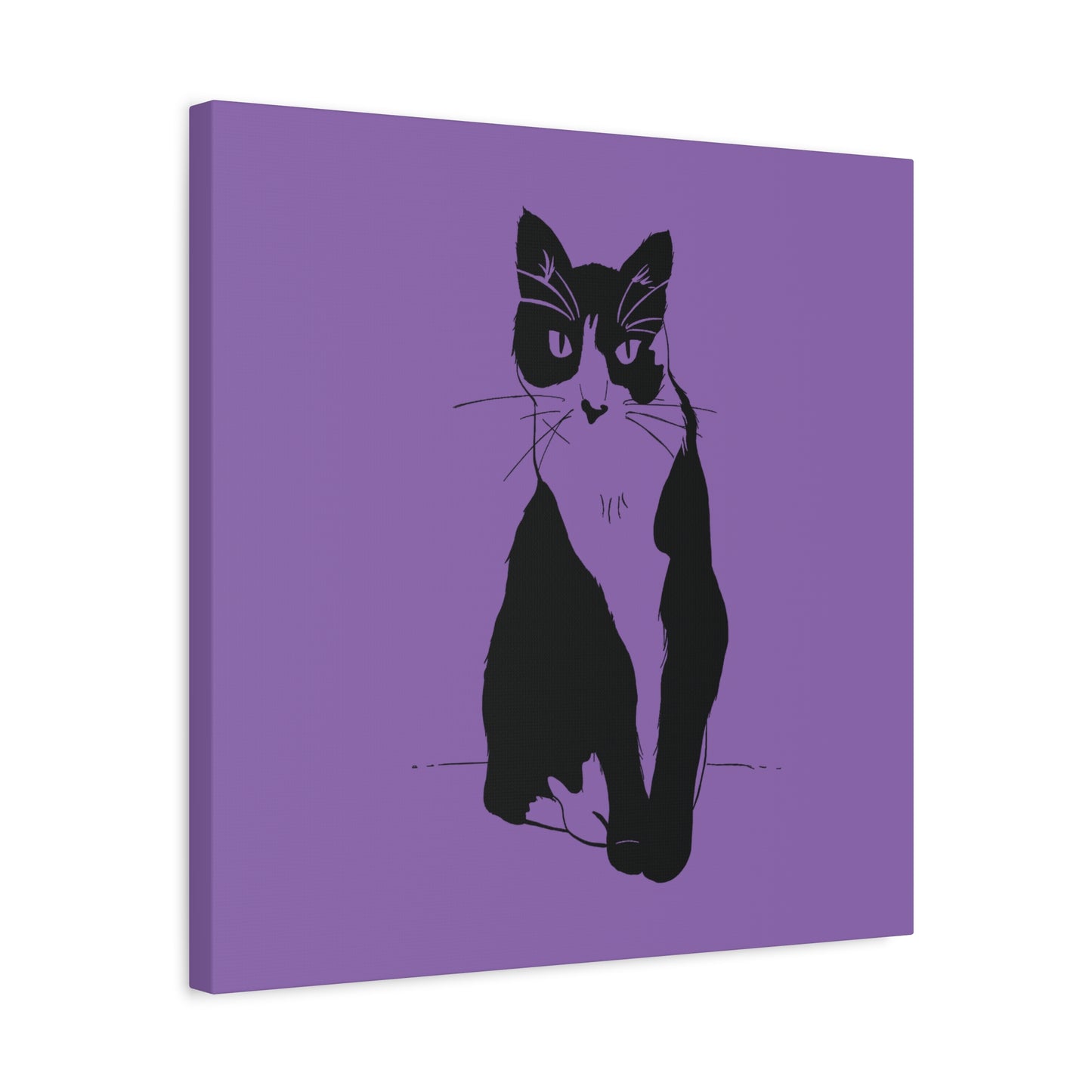 Cat Canvas Print on Purple (Transparent Style Cat) - Cat Drawing Art