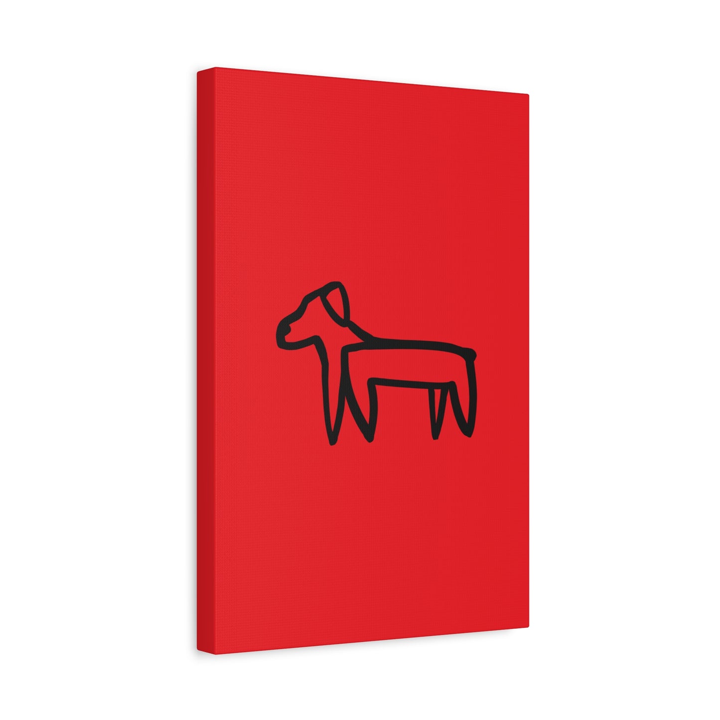 Dog Canvas Print on Red (Transparent Style Black Dog) - Dog Drawing Canvas
