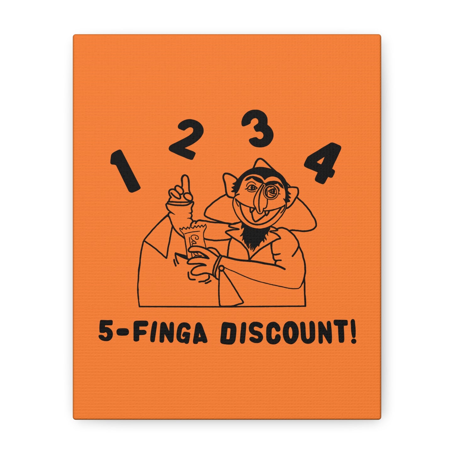 Five Finger Discount Outline Canvas Print Light Orange - Sesame Street The Count Parody Art Print