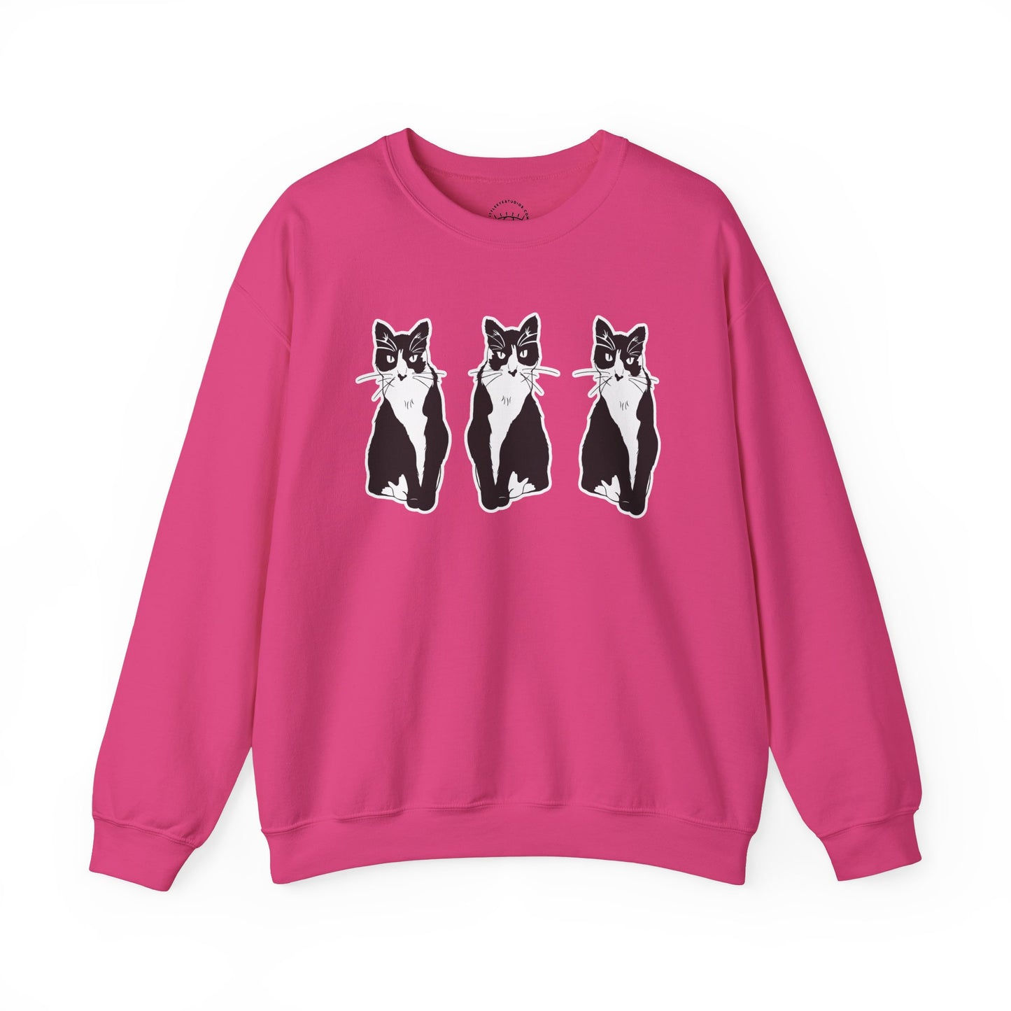 Cat x3 Sweatshirt (Sticker Style Cat) - Cat Drawing Sweatshirt