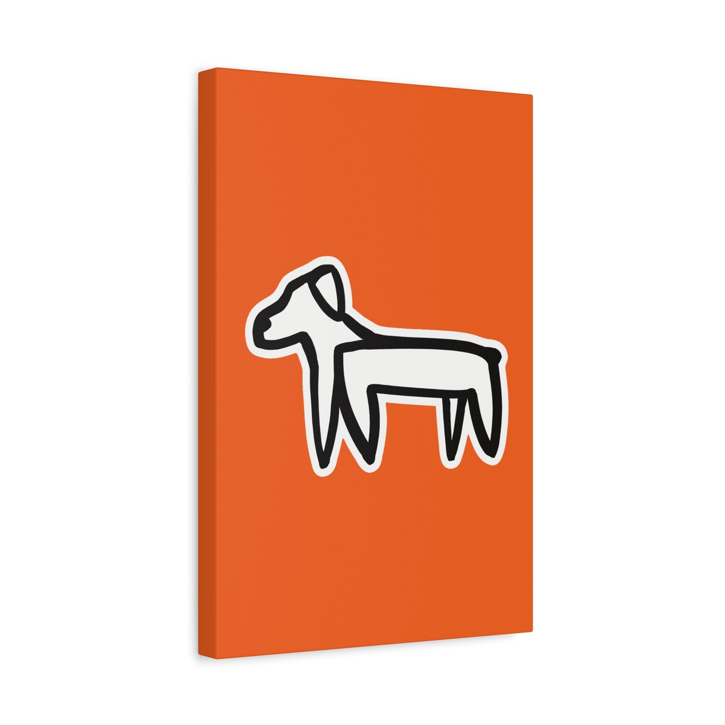 Dog Canvas Print on Orange (Sticker Style White Dog) - Dog Art Print