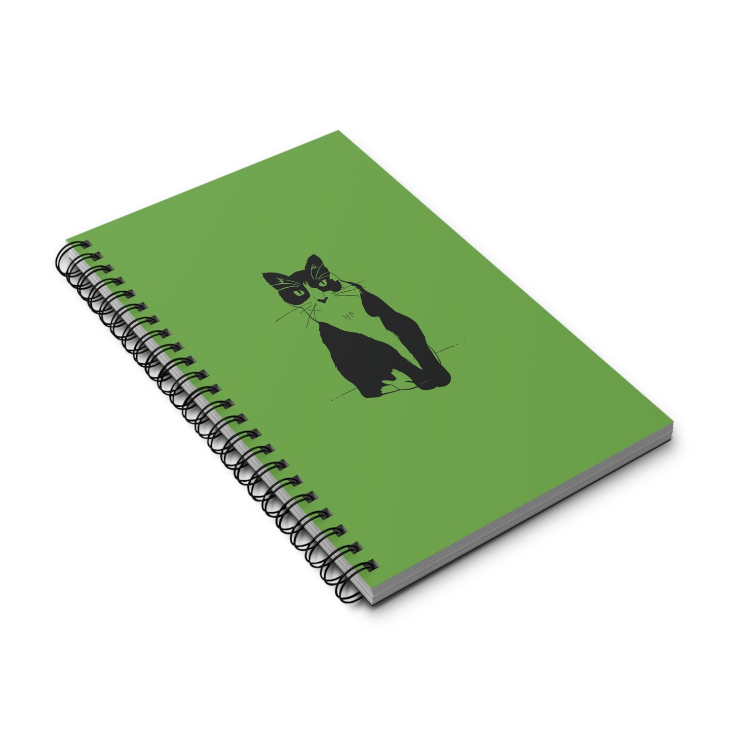 Cat Notebook in Light Green (Transparent Style Cat) - Cat Spiral Notebook