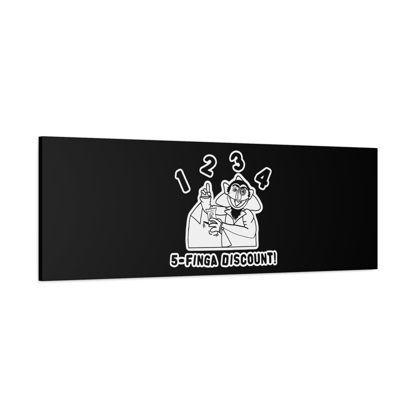 Five Finger Discount Outline Canvas Print Black - Sesame Street The Count Parody Art Print