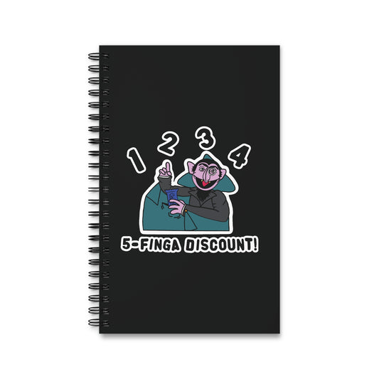 Five Finger Discount Notebook Black - Sesame Street The Count Parody Spiral Notebook