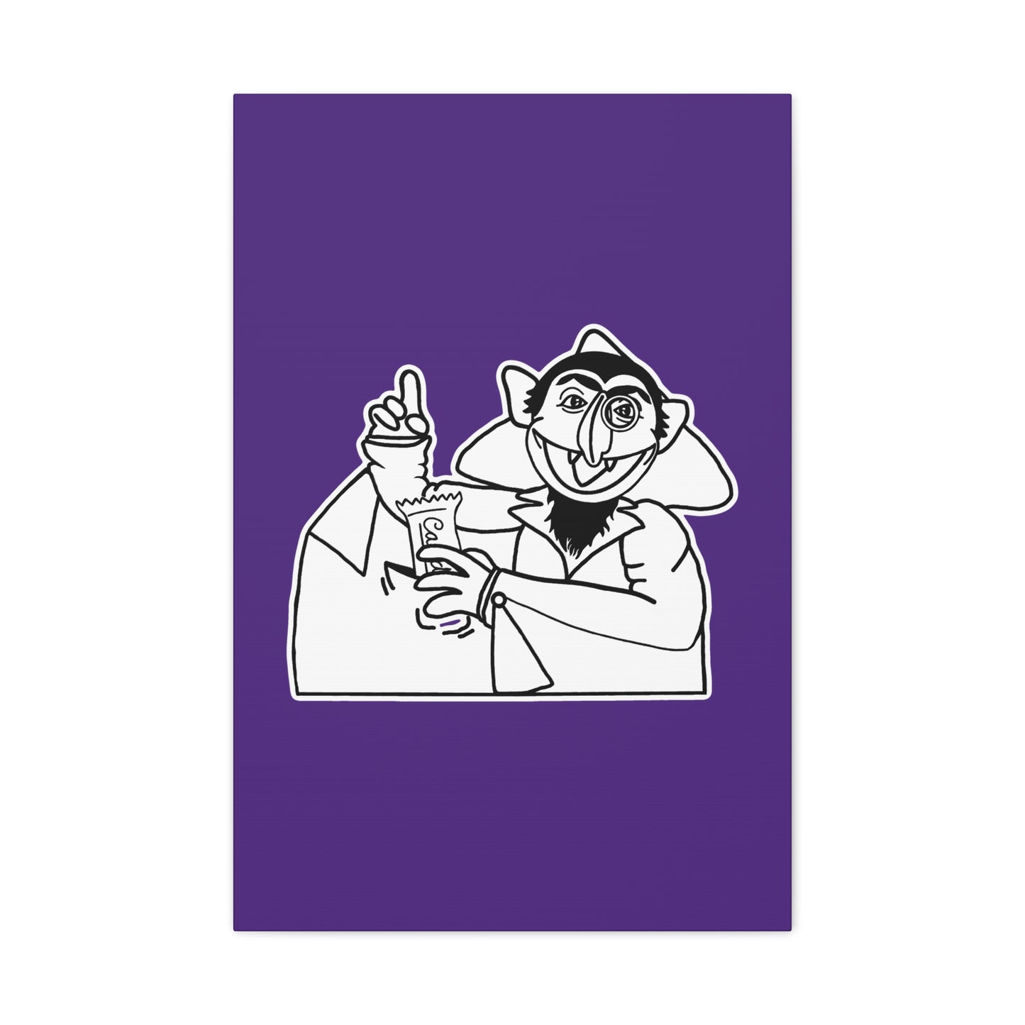The Count Stealing Candy Outline Canvas Print Purple - Sesame Street The Count Parody Art