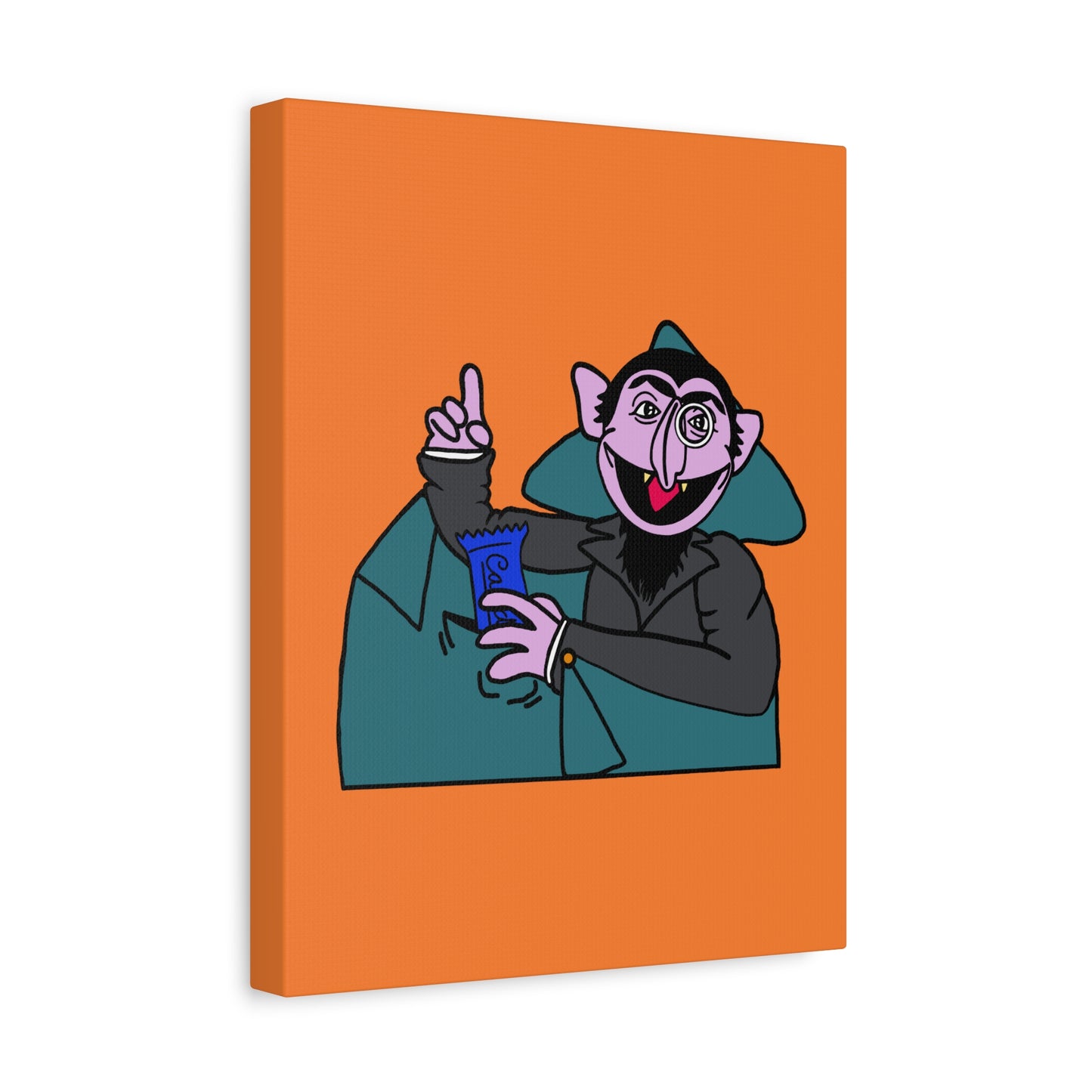 The Count Stealing Candy Canvas Print Orange - Sesame Street The Count Parody Art