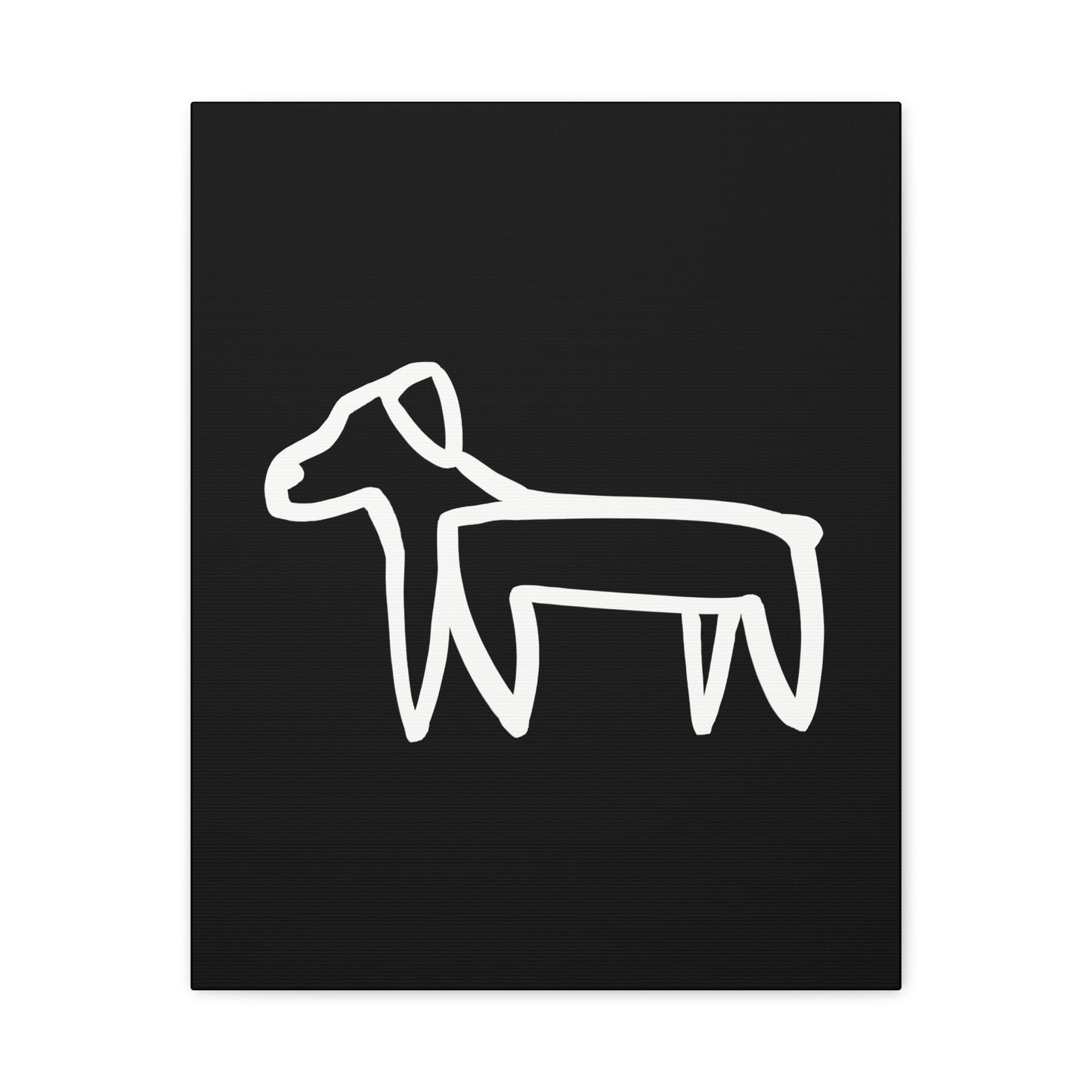 Dog Canvas Print on Black (Transparent Style White Dog) - Dog Art Print