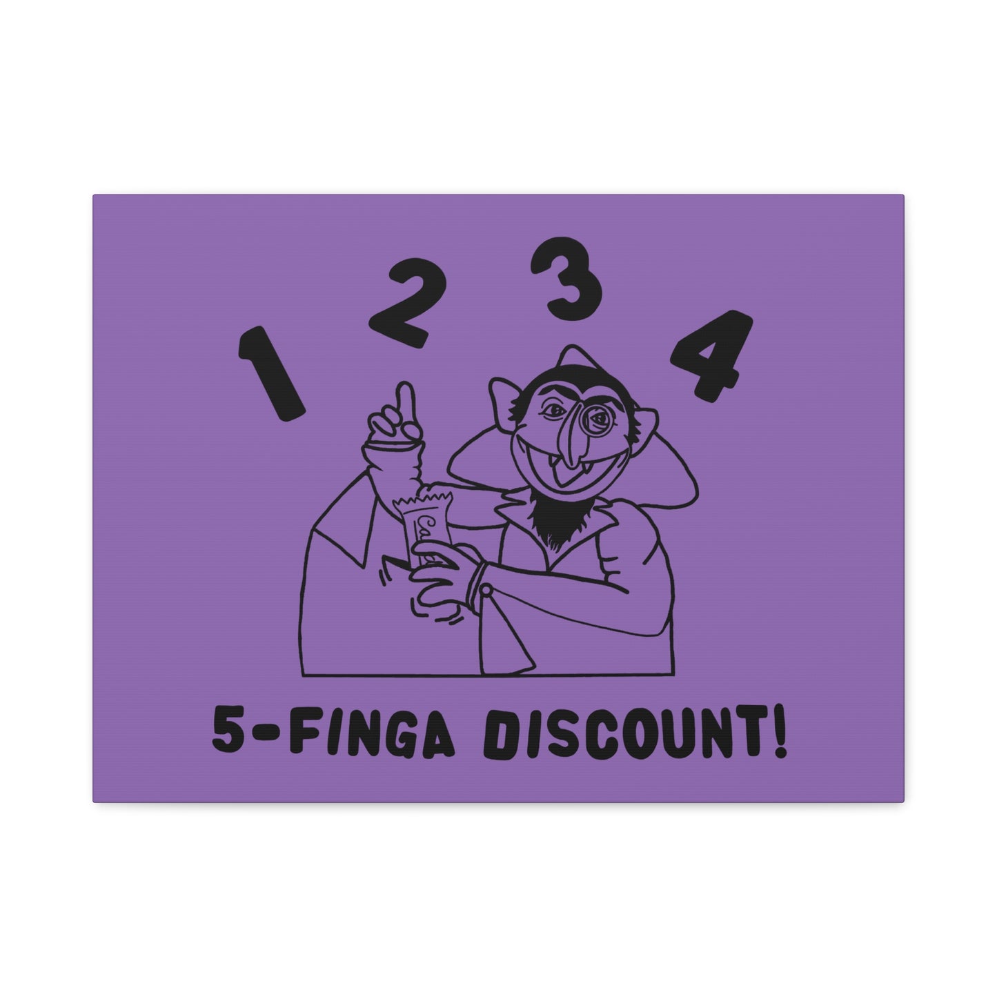 Five Finger Discount Outline Canvas Print Light Purple - Sesame Street The Count Parody Art Print