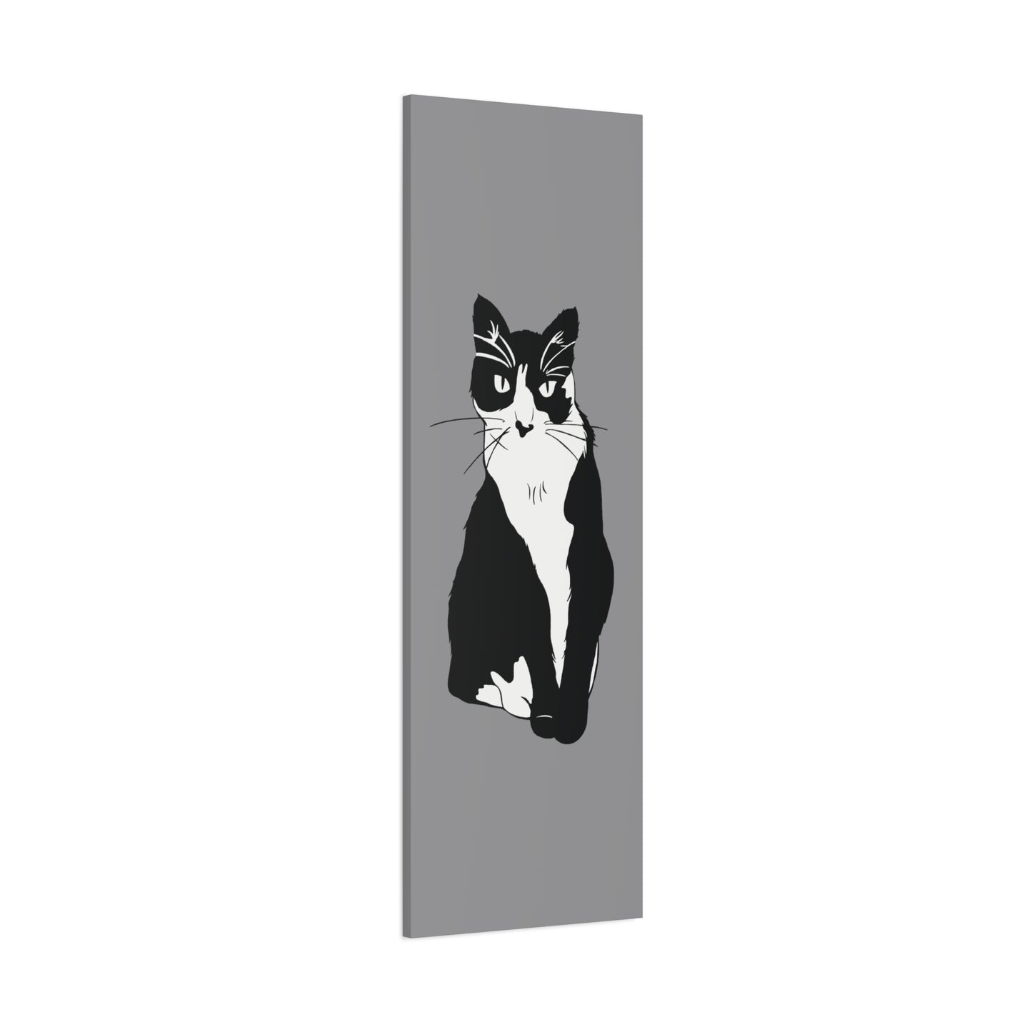 Cat Canvas on Grey (B&W Style Cat) - Cat Drawing Art