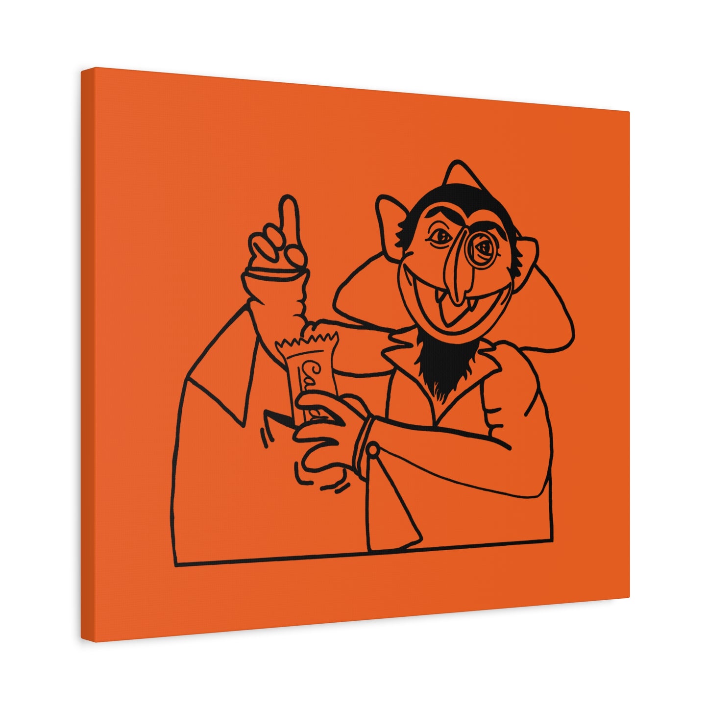 The Count Stealing Candy Outline Canvas Print Orange - Sesame Street The Count Parody Art Print