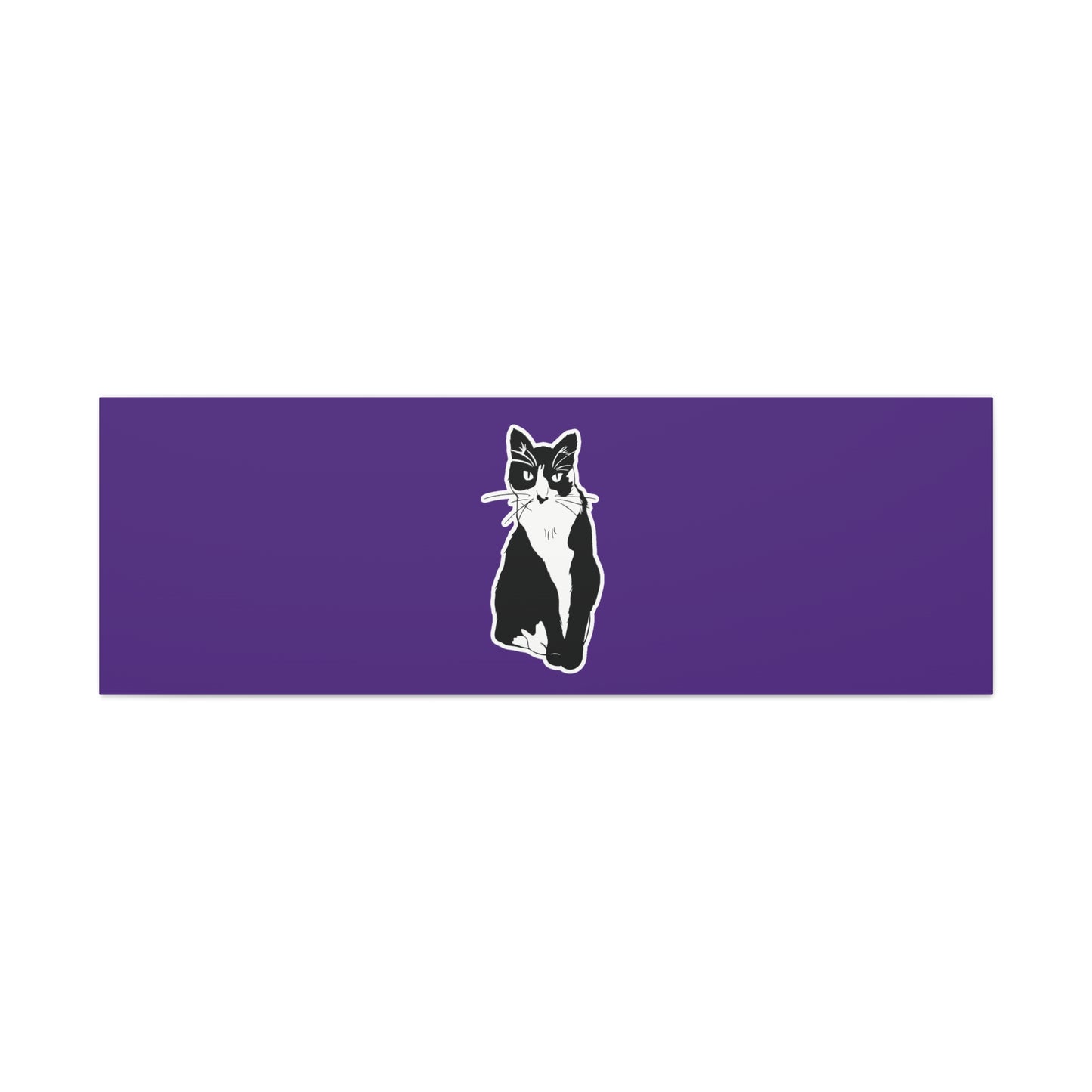Cat Canvas Print on Purple (Sticker Style Cat) - Cat Drawing Art