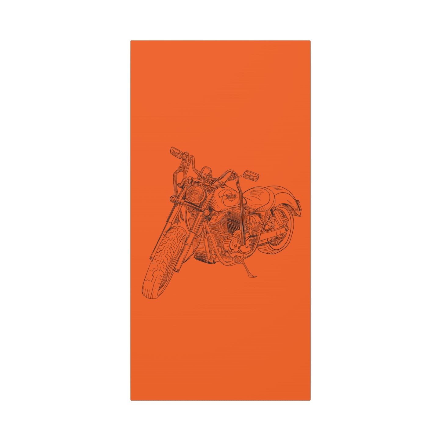 Ride Me Harley Motorcycle Sketch Canvas Print - Black Ink on Orange Background