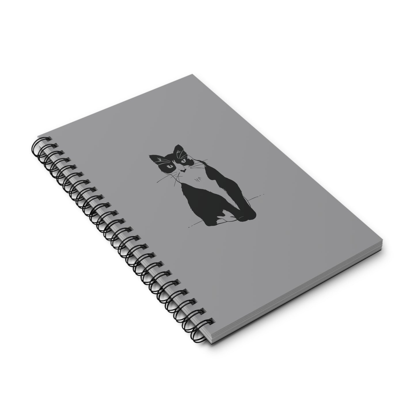 Cat Notebook in Grey (Transparent Style Cat) - Cat Spiral Notebook