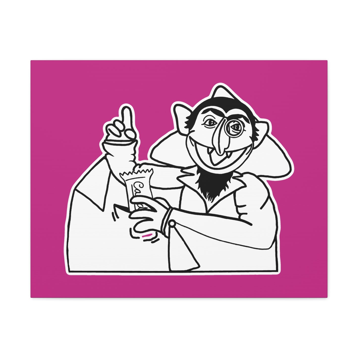 The Count Stealing Candy Outline Canvas Print Pink - Sesame Street The Count Parody Art