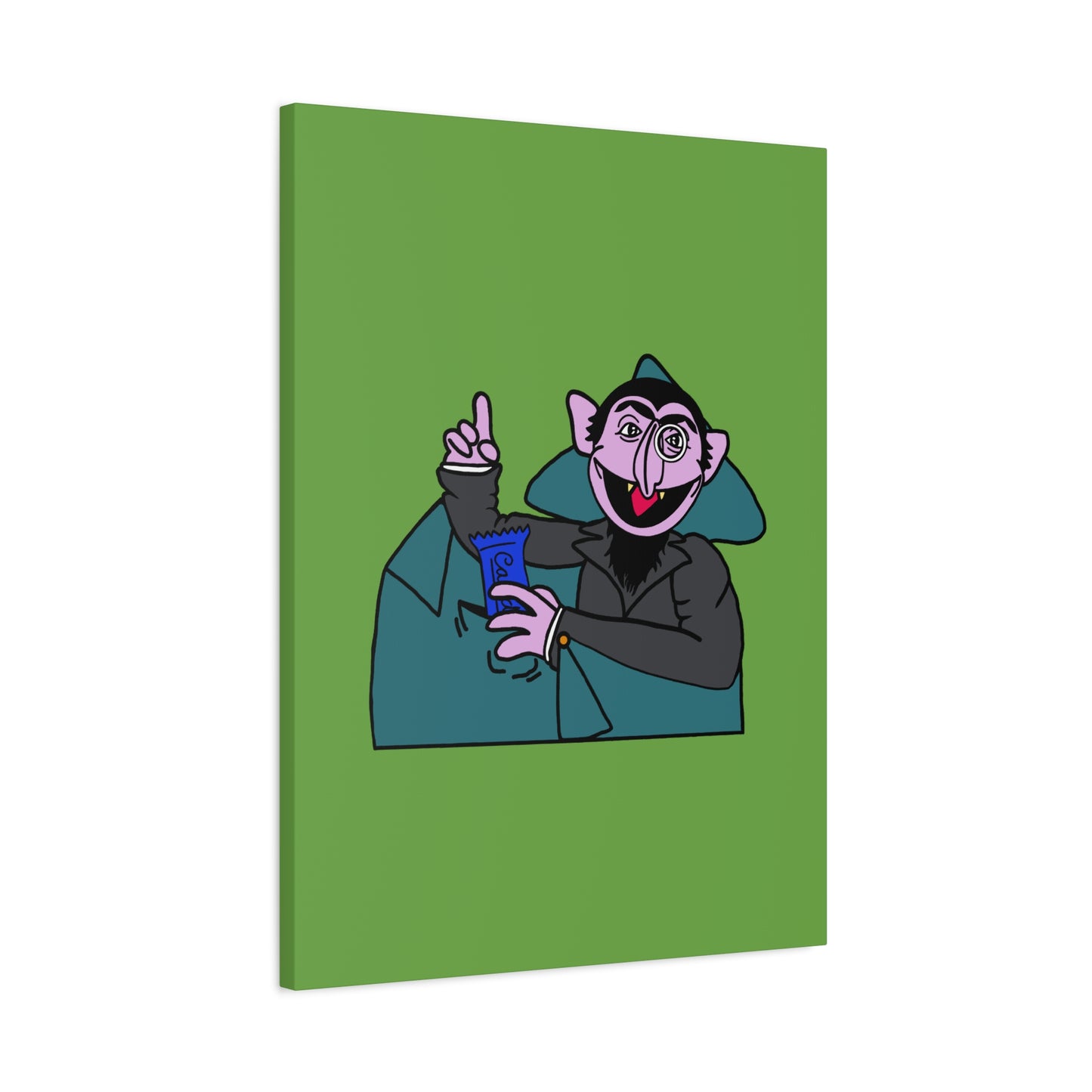 The Count Stealing Candy Canvas Print Green - Sesame Street The Count Parody Art