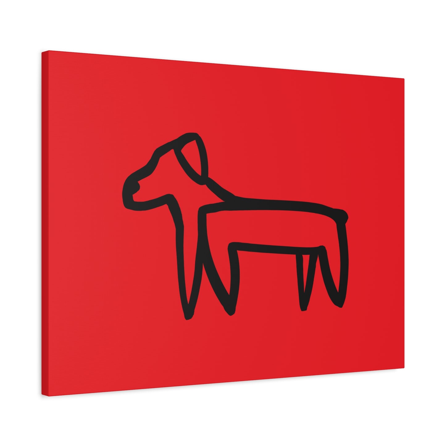 Dog Canvas Print on Red (Transparent Style Black Dog) - Dog Drawing Canvas