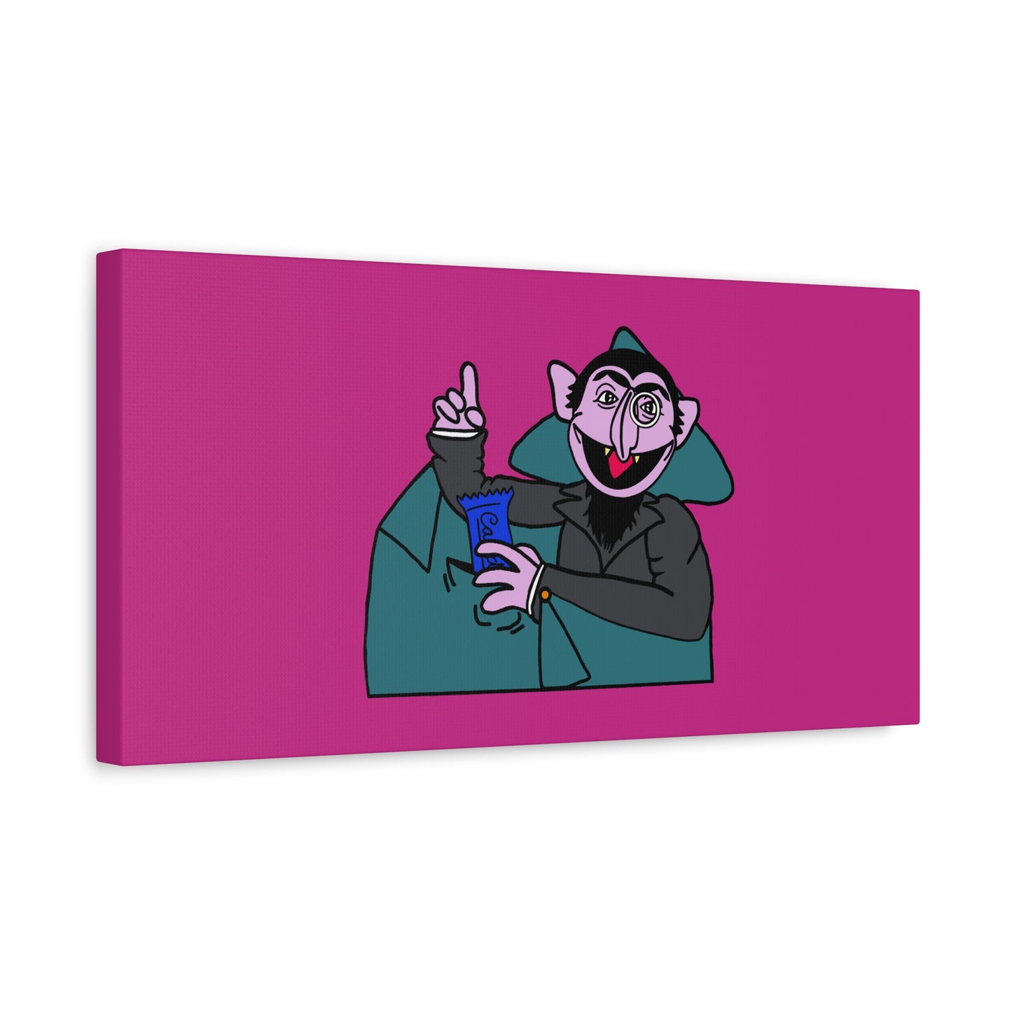 The Count Stealing Candy Canvas Print Pink - Sesame Street The Count Parody Art